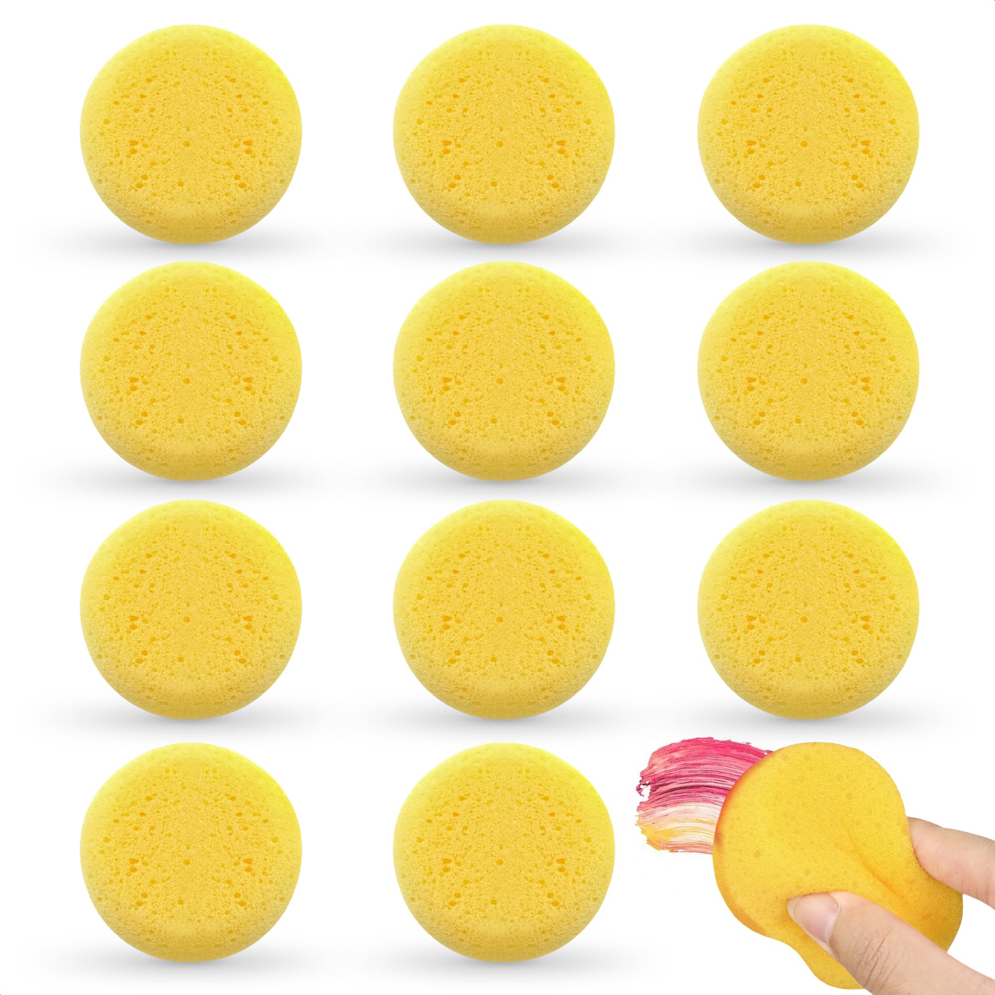 12 Pcs Pottery Sponges for Clay – 2.8"x1" Pottery Sponge for Painting, Car Waxing, Washing Dishes & Ceramic Care, Tack Sponges for Cleaning Leather – Durable Texture for Efficient Sculpting & Cleanup