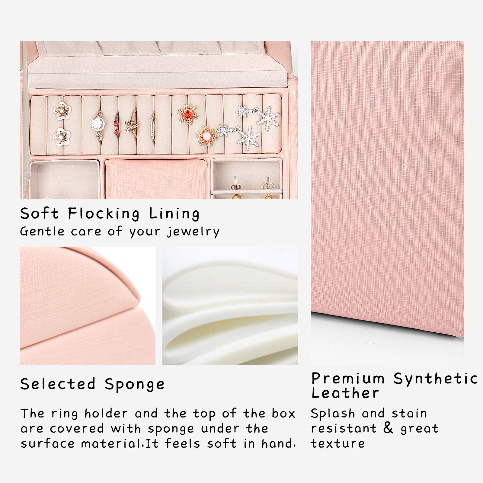 Vlando Princess Style Jewelry Box for Girls Jewelry Box Girls 12-14 3-Layer Kids Jewelry Box with Mirror Little Girls Jewelry Box 8-12 Valentines Day Gift for Teens Girls (Pink)
