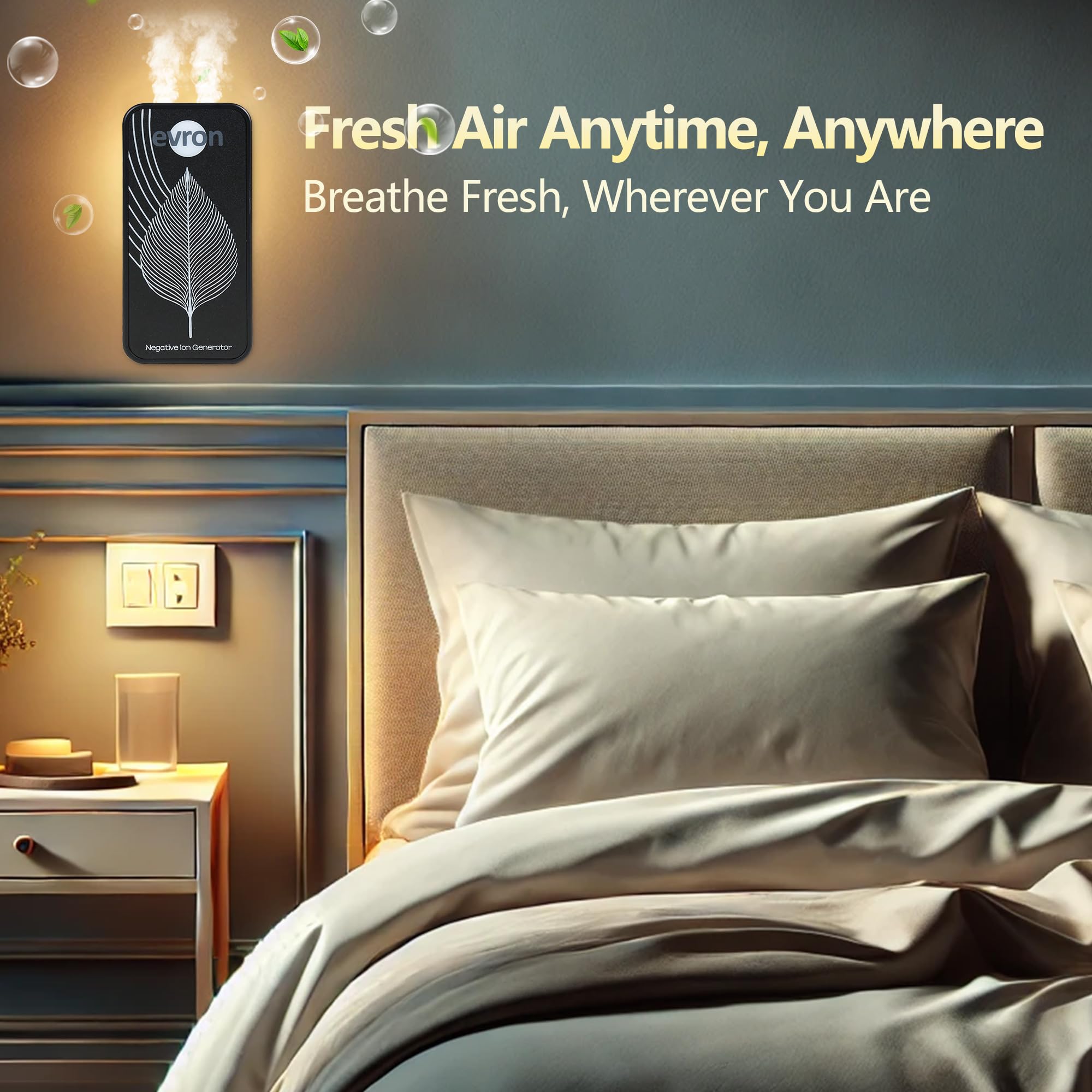 Air Ionizers for Home, Ultra-Thin Filterless Plug-In Negative Ion Generator, Foldable Plug & Dim Amber Light, 20M Ions/Sec, Up to 400 sq ft Coverage (1, Black)