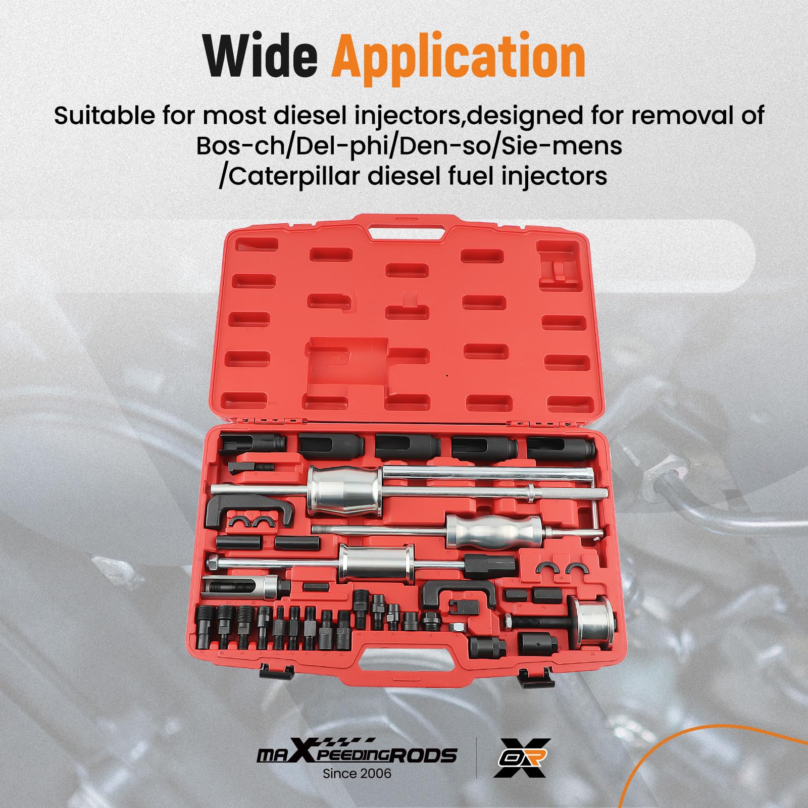 maXpeedingrods 40 Pcs Diesel Fuel Injector Puller Removal Tool, Auto Truck Diesel Injector Extractor Removal Tool, Slide Hammer Fuel Injector Removal Tool Kit for Diesel Engines