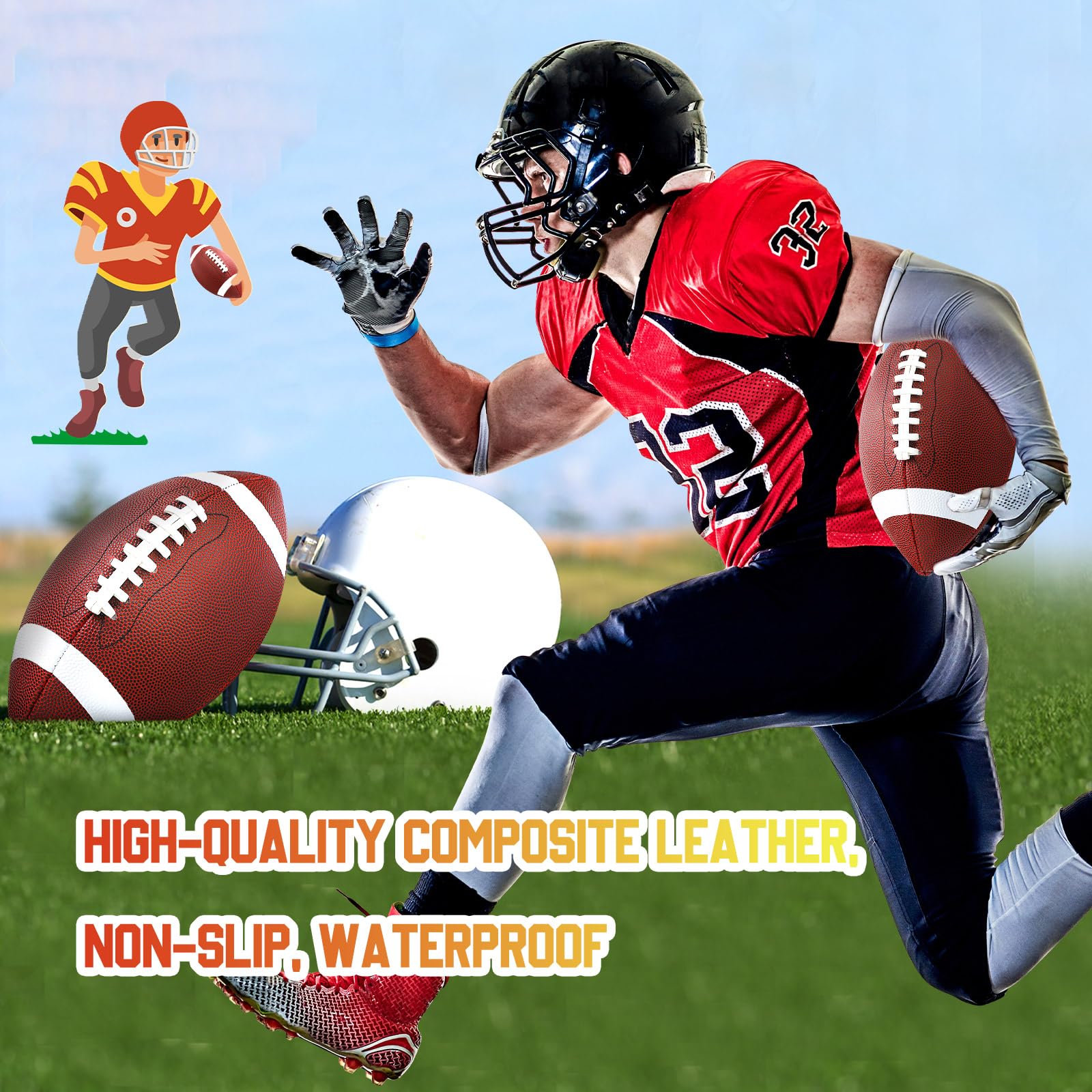 Jerify Composite Leather Footballs Official Size Composite Leather Balls Leather Inflatable Footballs with Pump Indoor Outdoor Footballs Bulk for Training and Recreational Play(15 Pcs)