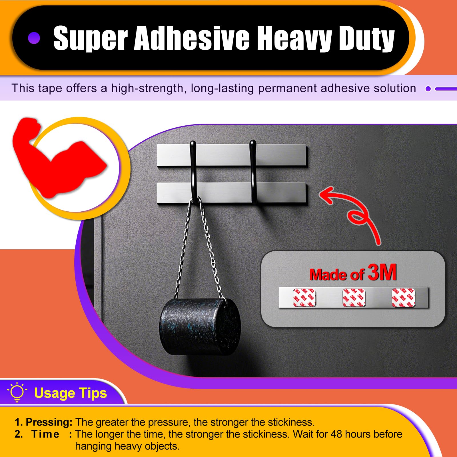 PHIXBEAR 60 Pcs Strong Double Sided Adhesive Pads, Made of 3M, Heavy Duty Square Sticky Mounting Foam Tape for Car Décor Wall, 0.12" Thick Black Sticky Pads 1.57x 1.97