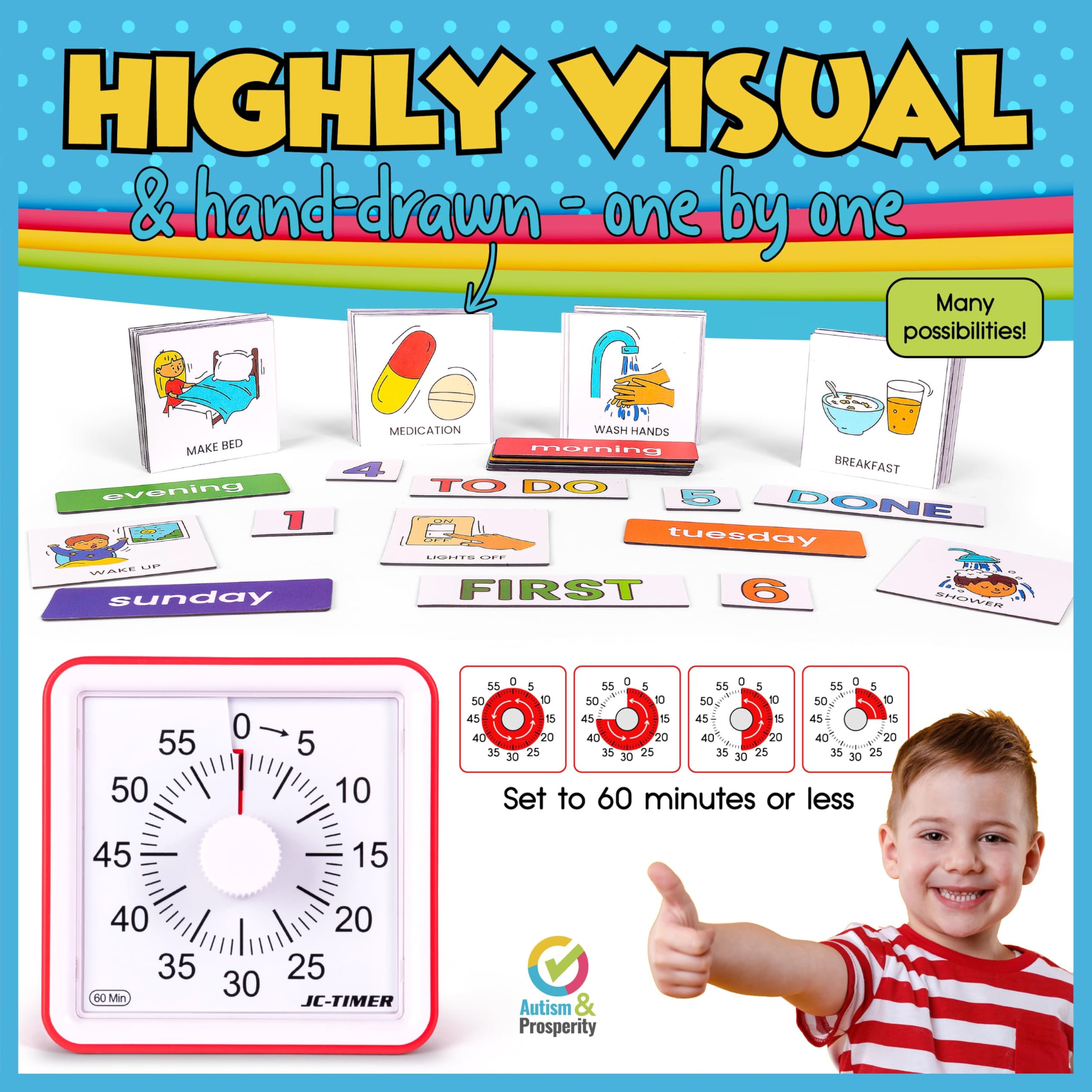 Autism & Prosperity Time Schedule Tasks - Autism Learning Materials, Special Education Autism Sensory Products, Sensory Toys for Kids with Autism, Visual Schedule for Kids with Autism Age 3 4 5 7 8 12
