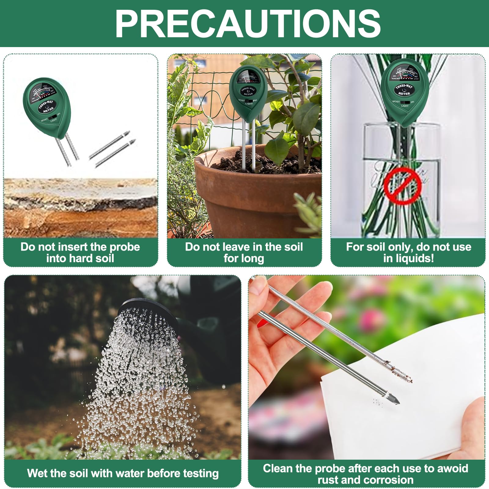 Maxsolve 2 Pack Soil Tester, 3-in-1 Plant Moisture Meter Light and PH Tester Garden Lawn Farm, Indoor and Outdoor Use, Soil Test Kit Acidity Water