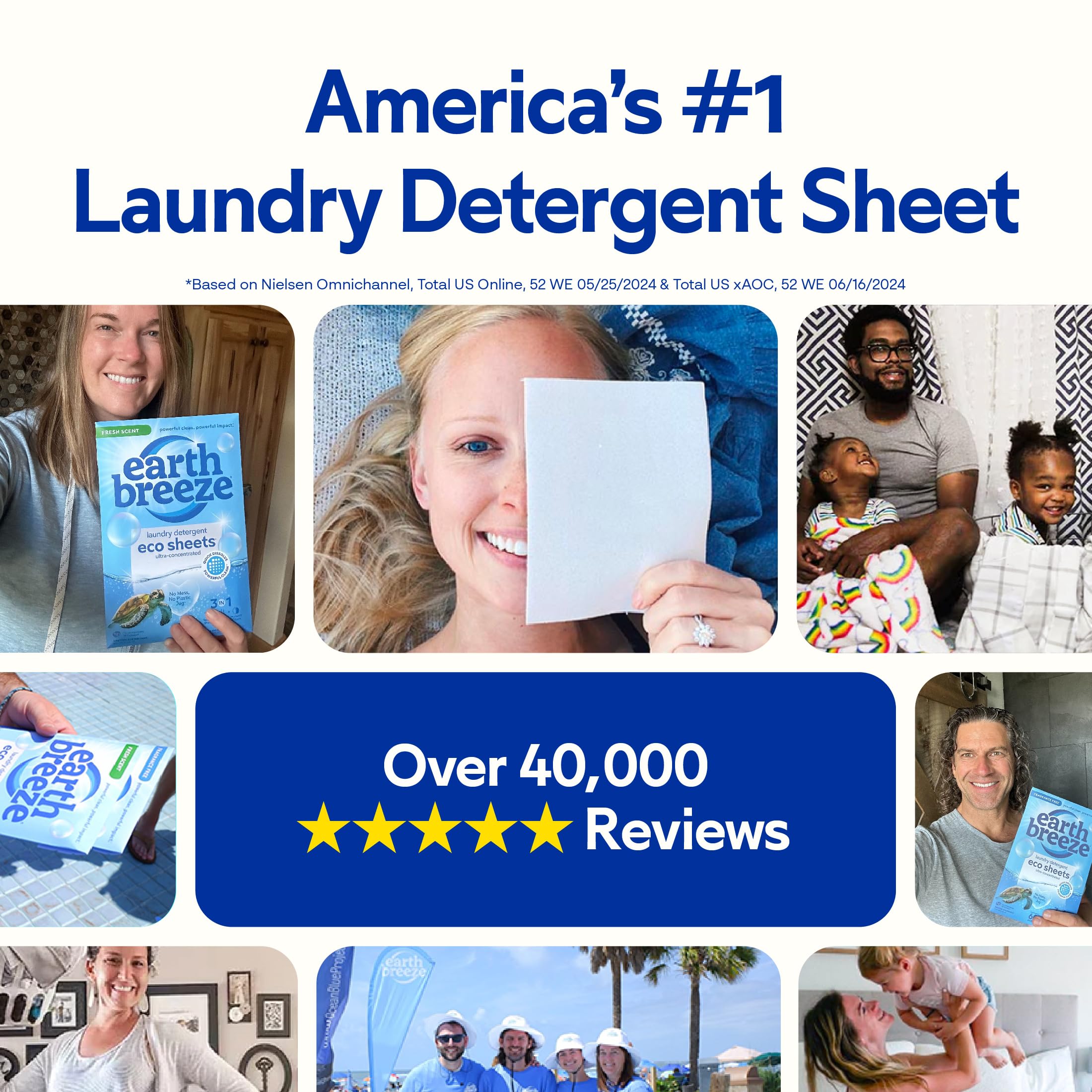 Earth Breeze Laundry Detergent Sheets Fresh Scent - 60 Loads No Plastic Jug Concentrated Laundry Detergent 30 Sheets