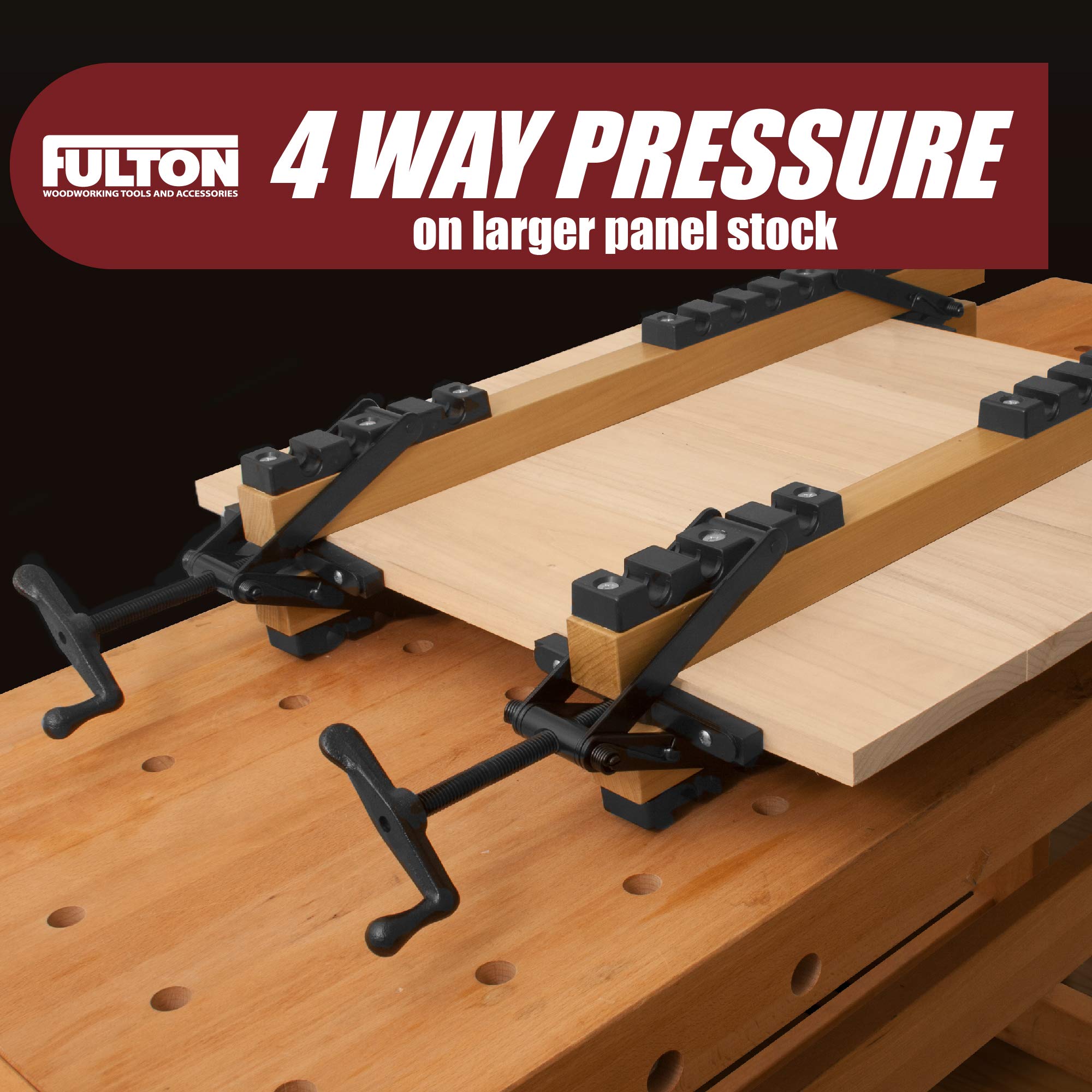 Peachtree Woodworking Supply 2 Pack of 4 Way Pressure Clamps for Clamping Panels From All Four Directions. For Woodworkers, Cabinet and Furniture Makers (2 four way pressure clamps)
