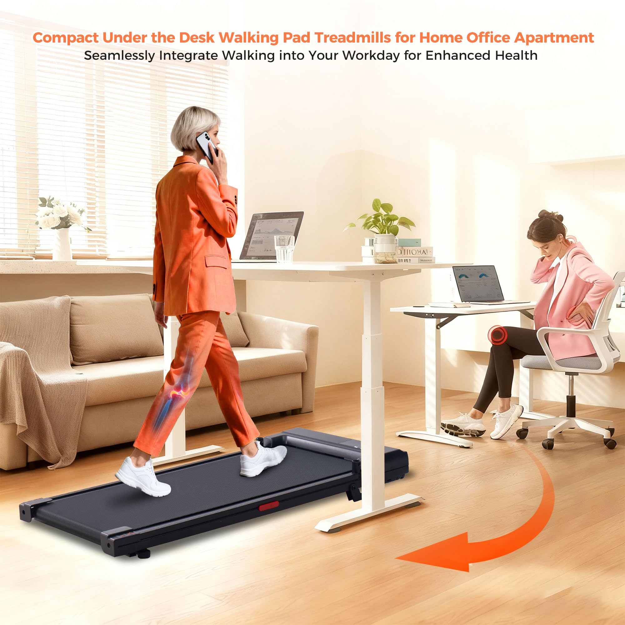 SUOUER Walking Pad with Incline and Handle Bar, Compact Portable Walking Pad Treadmills for Home/Apartment with Handles,3.0HP Small Electric Treadmill with Incline for Small Space, 0.6-7.6MPH, 350LBS