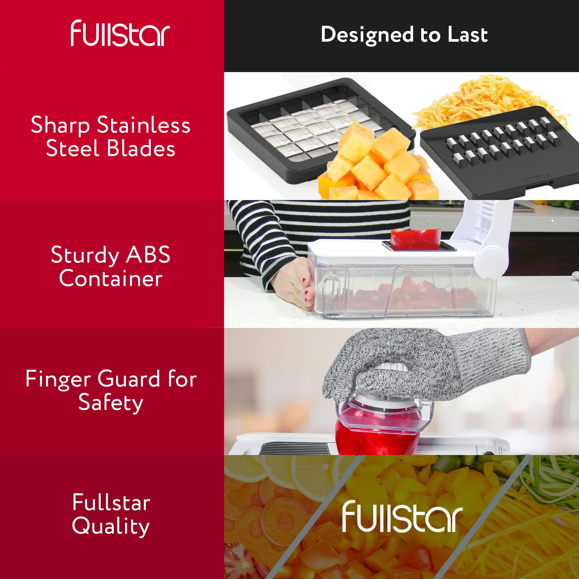 Fullstar Vegetable Chopper, Cheese Slicers, Food Chopper, Veggie Chopper, Onion Chopper, Vegetable Chopper with Container, Mandoline Slicer & Cheese Grater (7 in 1 - White)