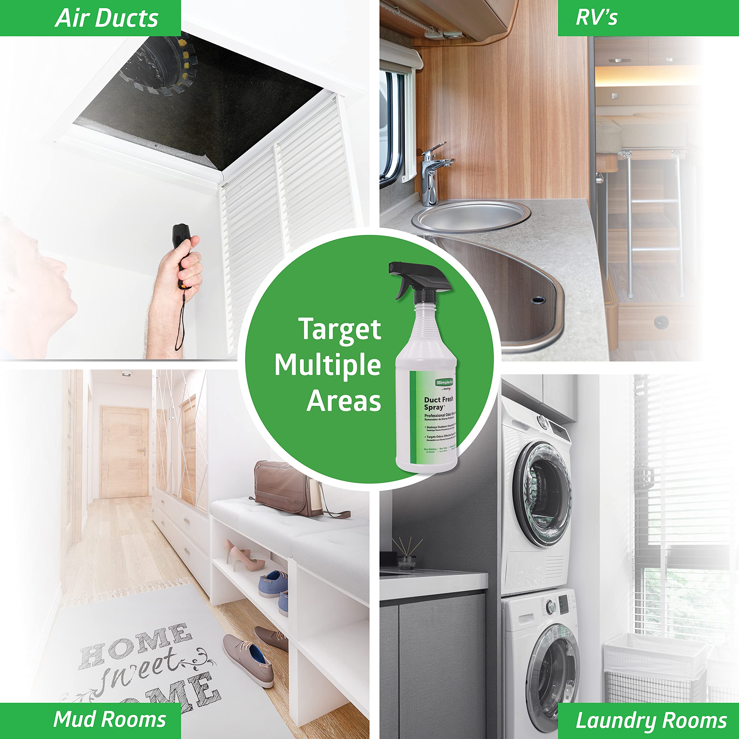 SimpleAir SC-3200 Duct Fresh Spray Air Freshener, Deodorizer, Professional HVAC Odor Remover for House, Automotive, 32 fl oz, Clear