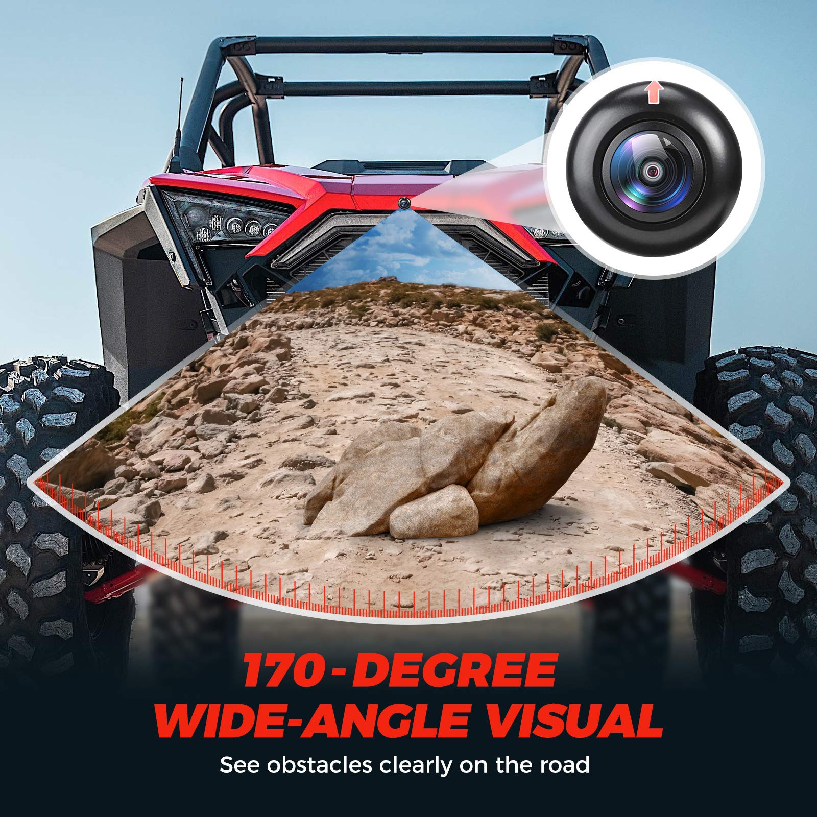 KEMIMOTO PRO XP Front Camera, HD Wide-Angle for Factory Installed 7 in Ride Command Accessories Compatible with Polaris RZR PRO XP XP 4 Turbo 1000 900 PRO R (IP67 Waterproof)