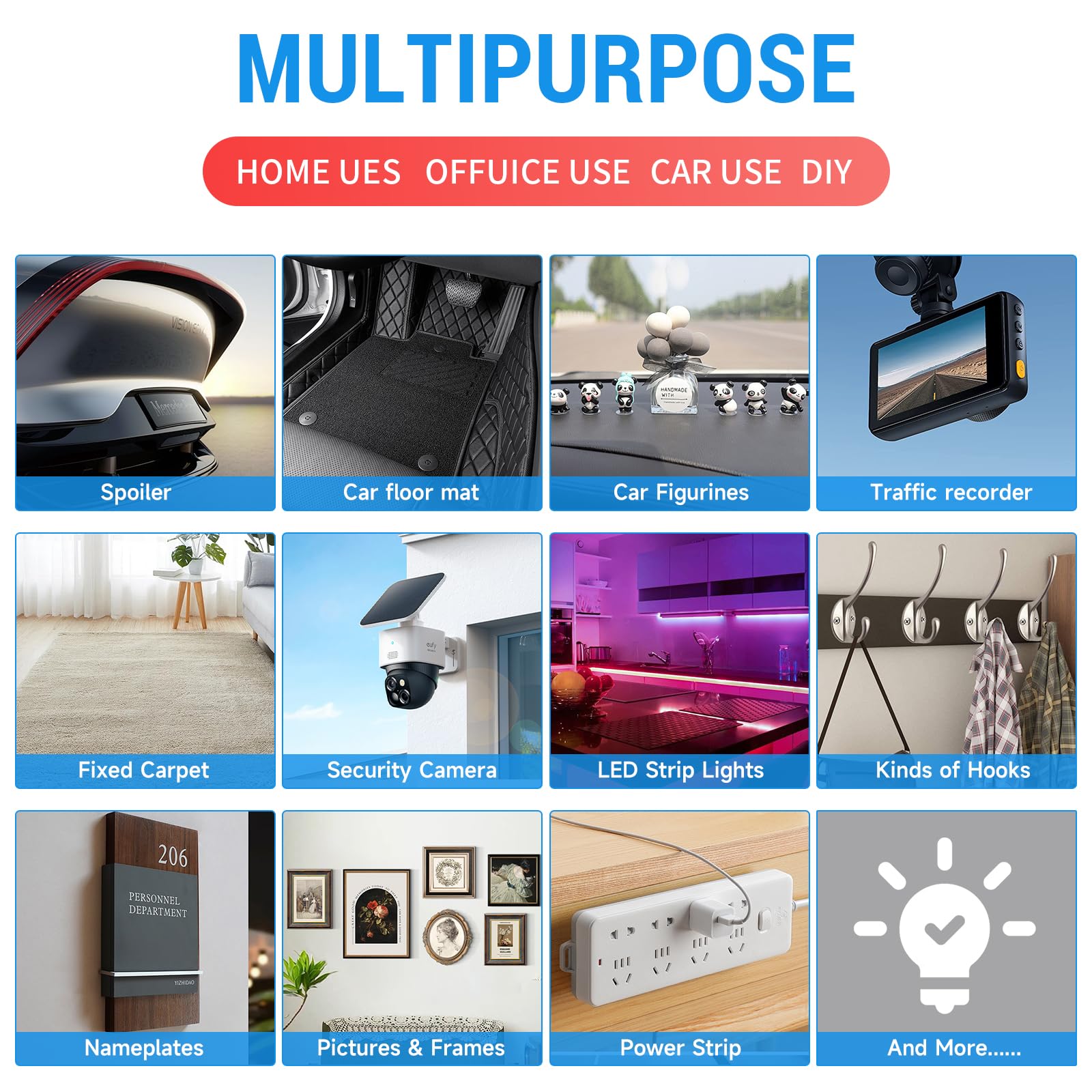 PHIXBEAR 2 Rolls Heavy Duty Clear Double Sided Tape, Made of 3M VHB, Wall-Safe Removable & No Residue, 10FT x 0.6IN, for Home Decoration/Car Use/DIY/Hanging Pictures/Securing Carpets & Cables