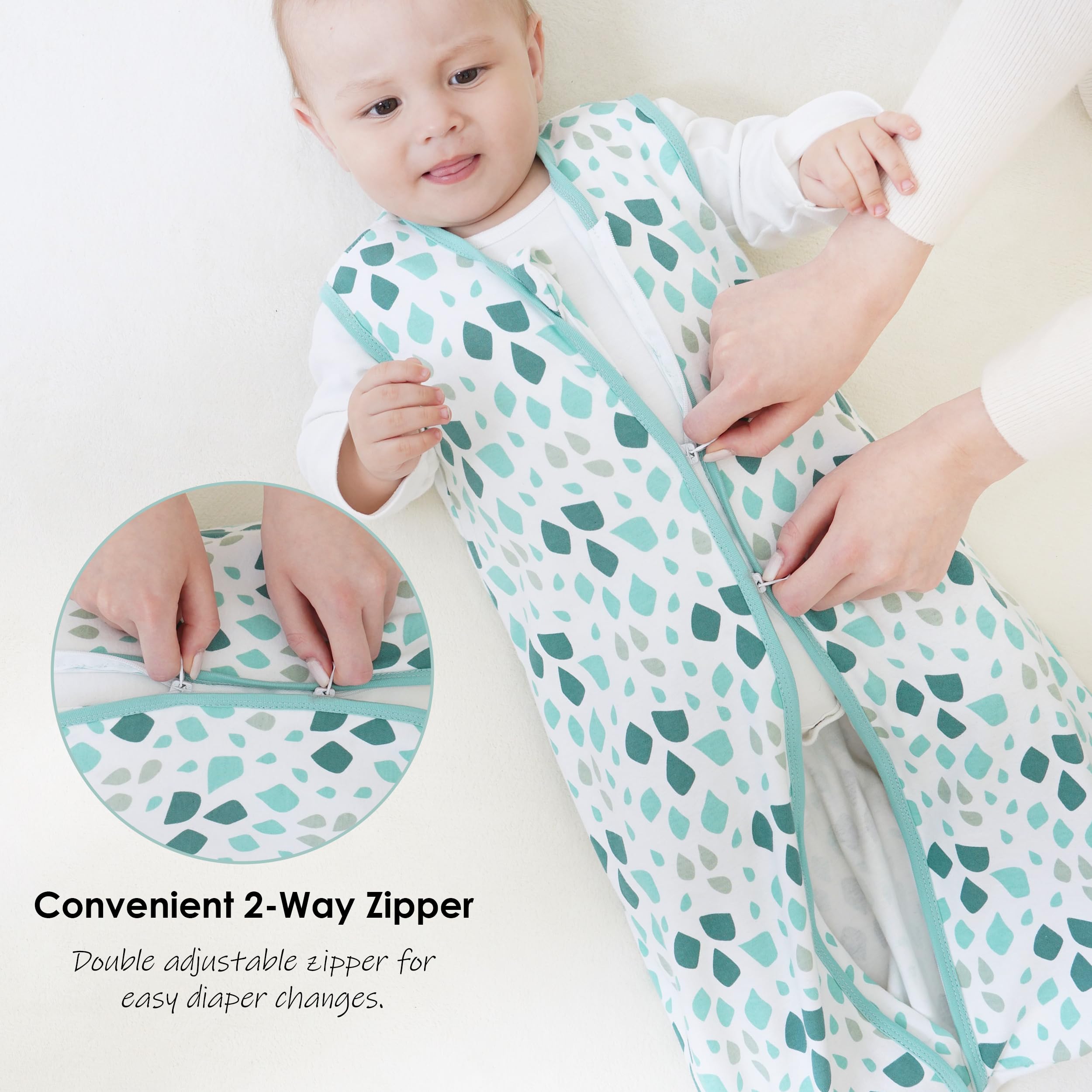Cute Castle Baby Sleep Sack 0-6 Months - Lightweight 100% Cotton 2-Way Zipper TOG 0.5 Infant Wearable Blanket, Newborn Essentials Toddler Sleep Clothes (3 Pack Green)