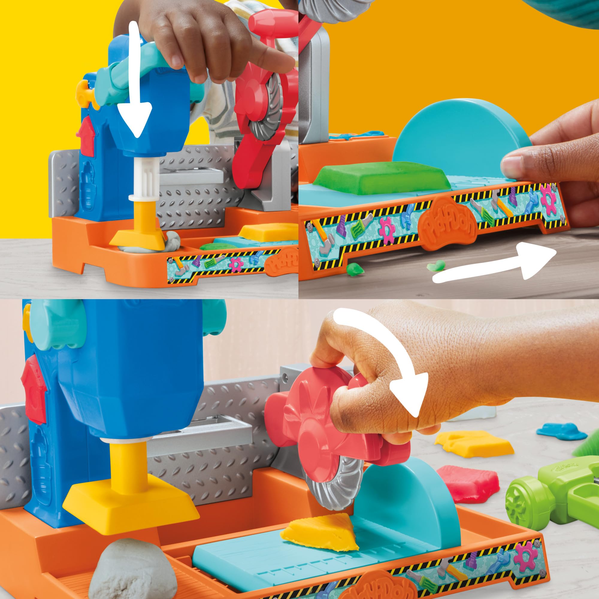 Play-Doh Stamp & Saw Tool Bench Playset, Construction Toys for Boys & Girls 3 Years & Up, Kids Arts & Crafts