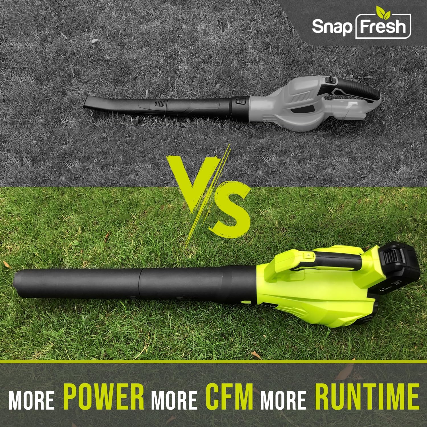 SnapFresh Leaf Blower - 20V Upgrade 350 CFM Cordless Leaf Blower with 4.0Ah Battery & Fast Charger, Electric Battery Powered Leaf Blower for Yard Porch Garden