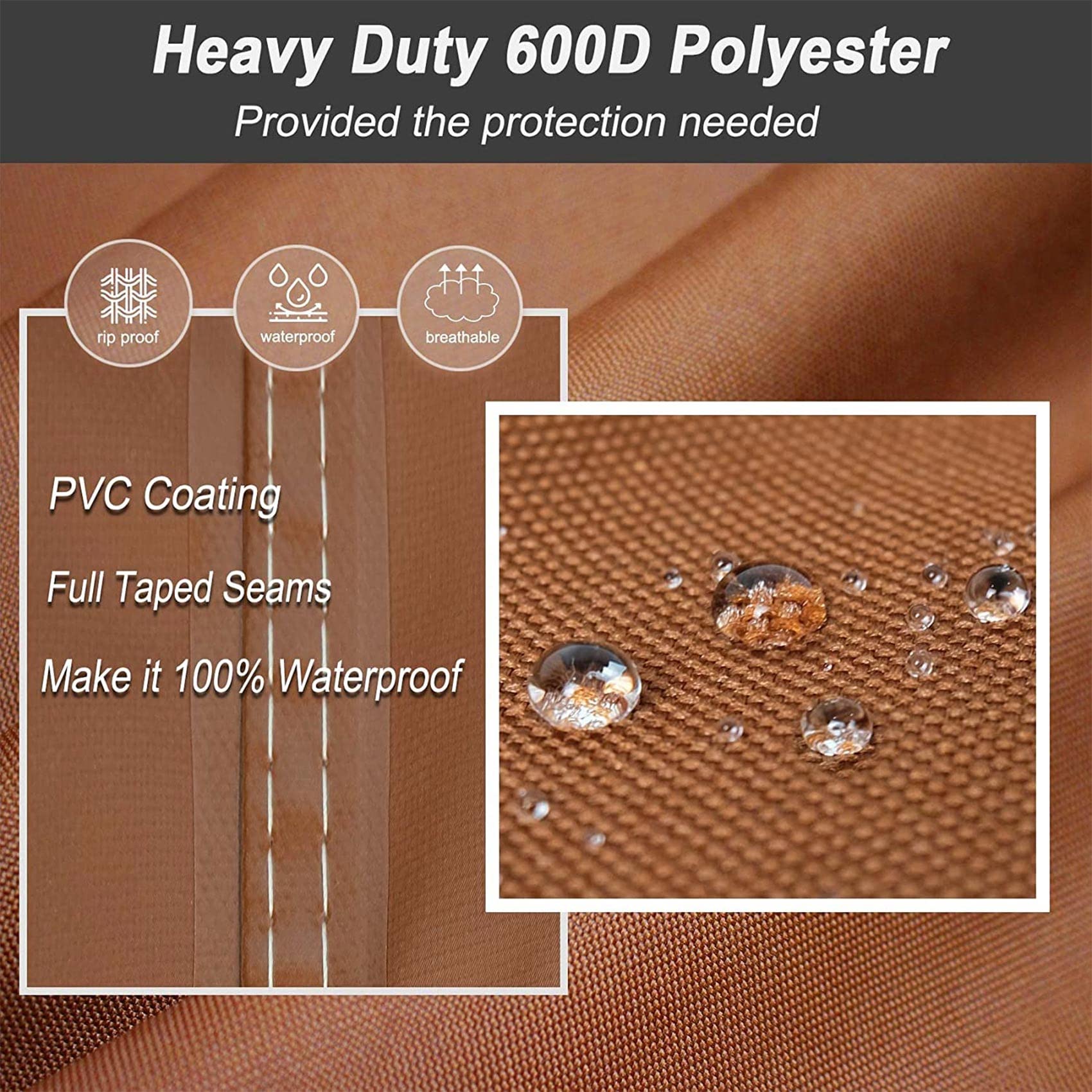 NettyPro Grill Cover for Small Q Series Grills, Waterproof Heavy Duty Portable Grill Cover for Q 2400 Series and Baby Q Gas Grill, Brown