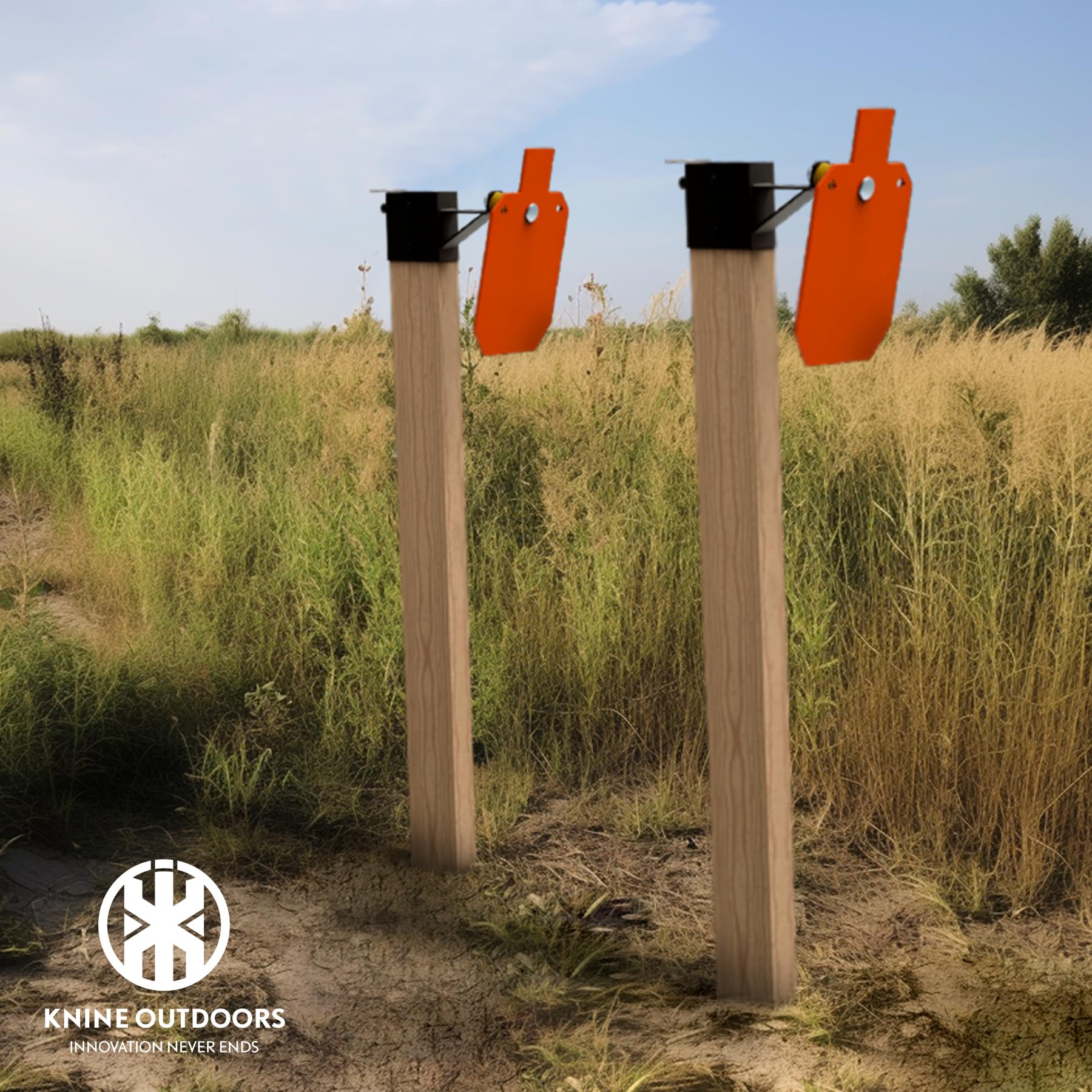 KNINE OUTDOORS 2x4 T Post Target Hanger, Shooting Target Stand Base, Adjustable Height Steel Post AR500 Steel Silhouette Gong Targets Conversion Adapter (2 Pack)