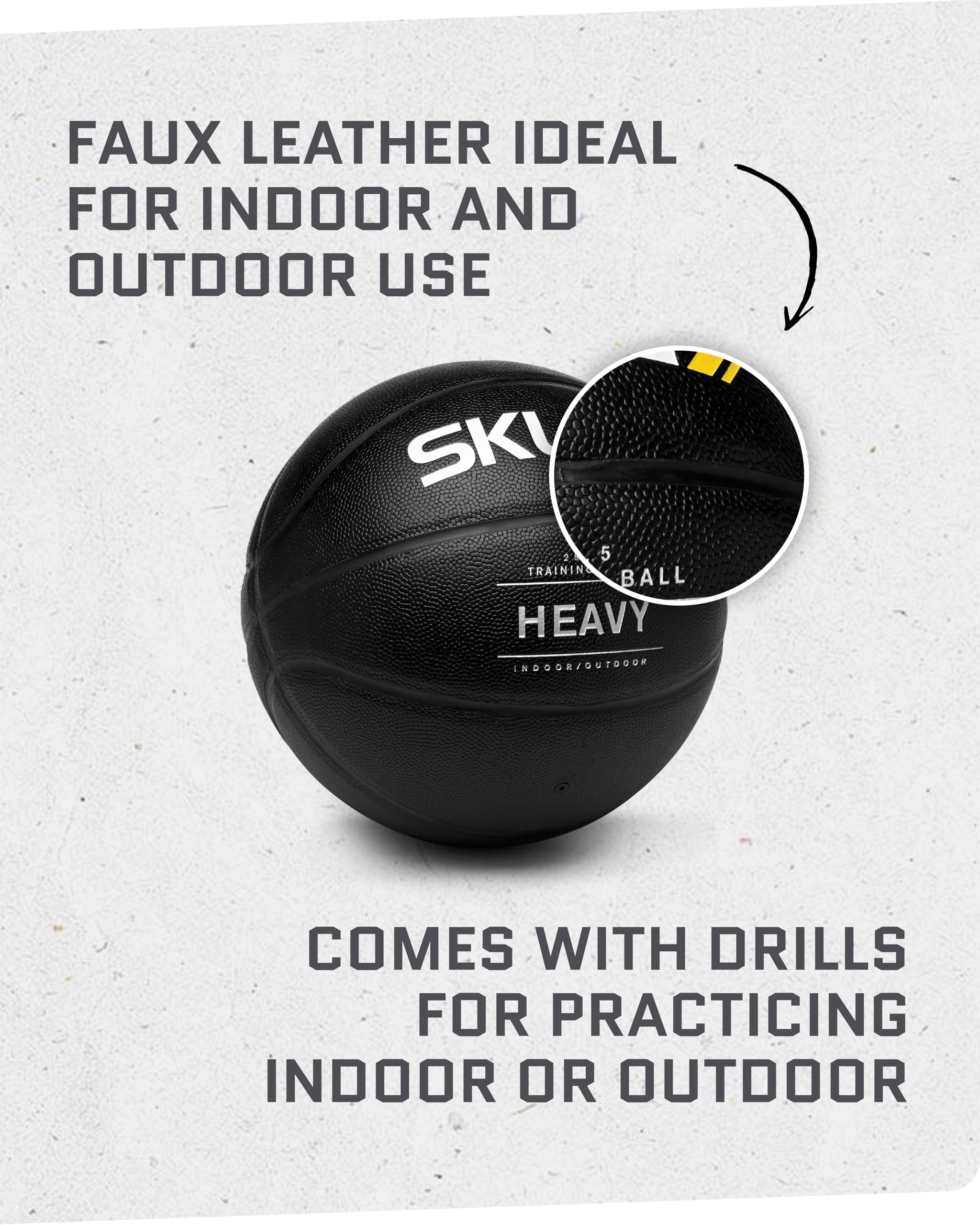 SKLZ Weighted Training Basketball, 29.5" - 3-lb Heavy Training Ball - Black, Quality Faux Leather Construction - Durable & Wear-and-Tear Resistant Dribbling Trainer for Indoor or Outdoor Use