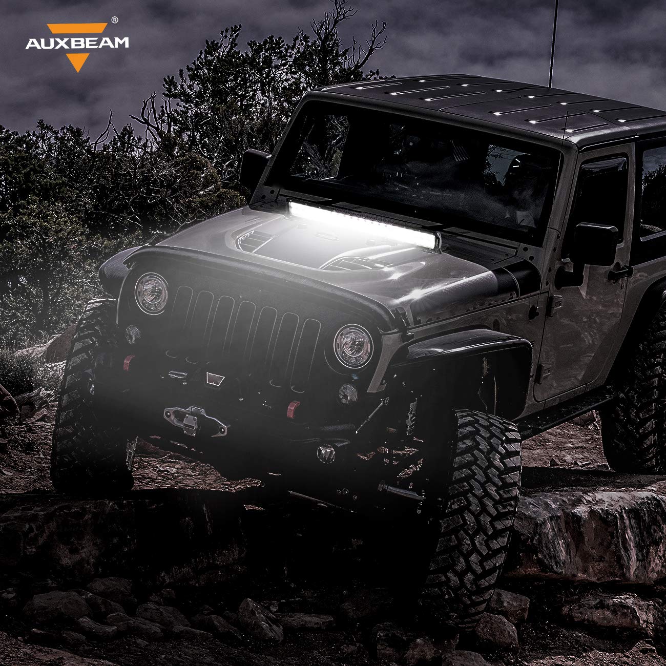 Auxbeam 20 Inch LED Light Bar 126W Light Bar with 42pcs 3W Led Off Road Driving Lights Spot Flood Combo Beam for Jeep Driving Off Road ATV SUV UTV