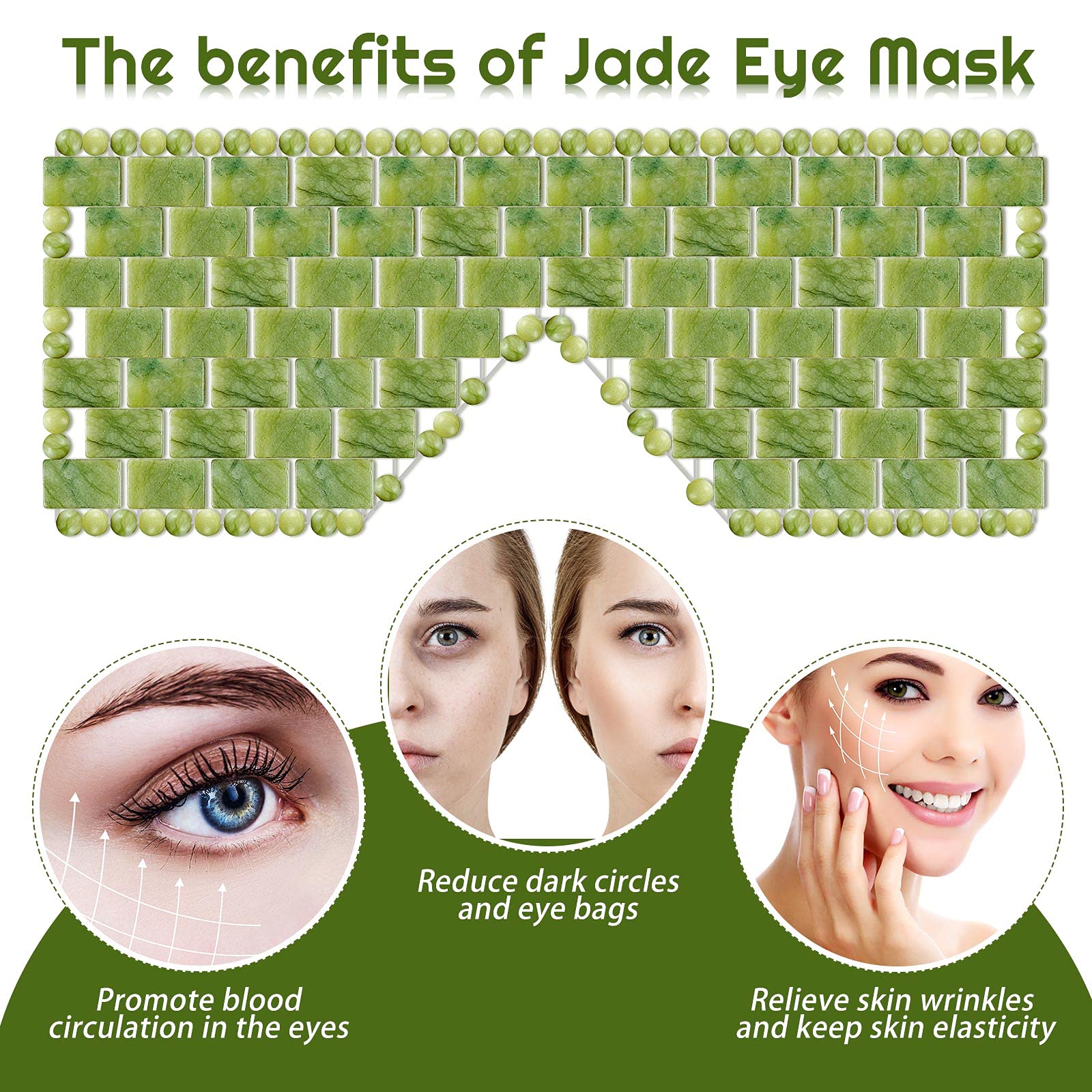 SATINIOR Jade Stone Eye Mask Hot or Cold Using Jade Mask Green Facial Sleeping Relief Eye Cover for Women Men Soothing, Cooling and Relieving
