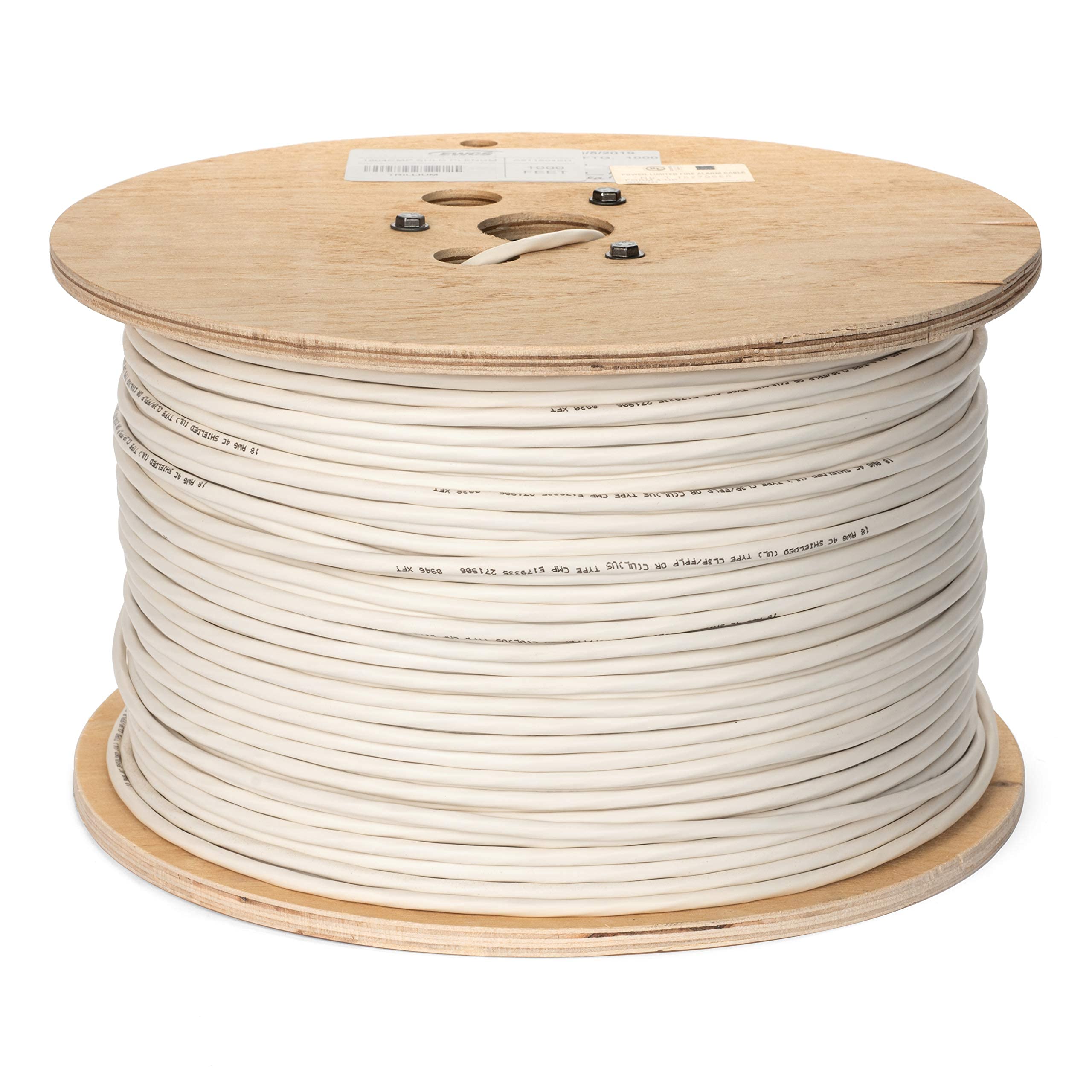 EWCS 18 AWG 4/C 100% Copper Str CMP Plenum Rated Shielded Sound & Security Cable - 1000 Feet - EWCS Spec - Made in USA!