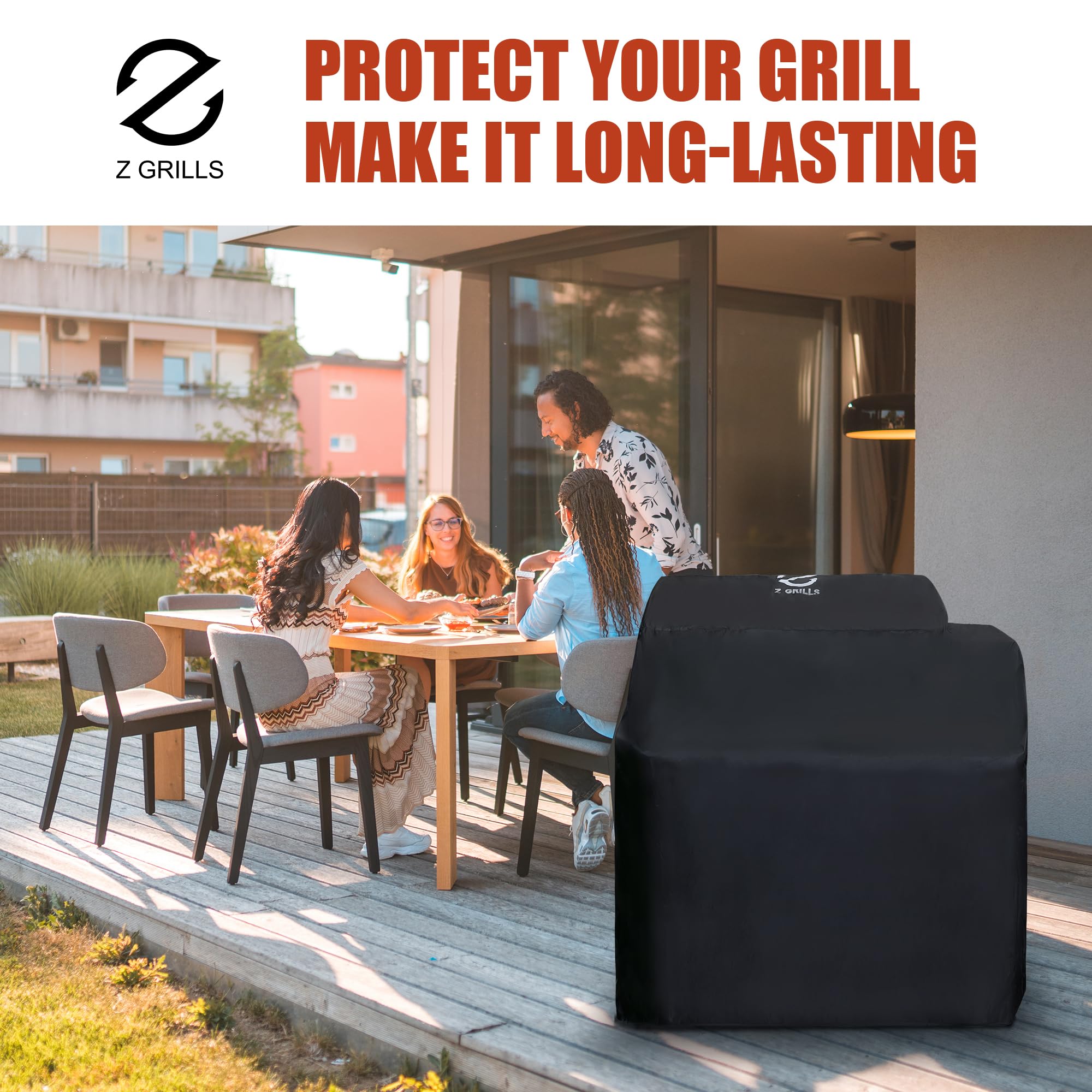 Z Grills Pellet Grill Cover 43 Inch | Official Genuine | Upgraded 600D Polyester Fabric, Heavy Duty, Waterproof, Weather Resistant Full Length Grill Cover for 7052B Pellet Smoker