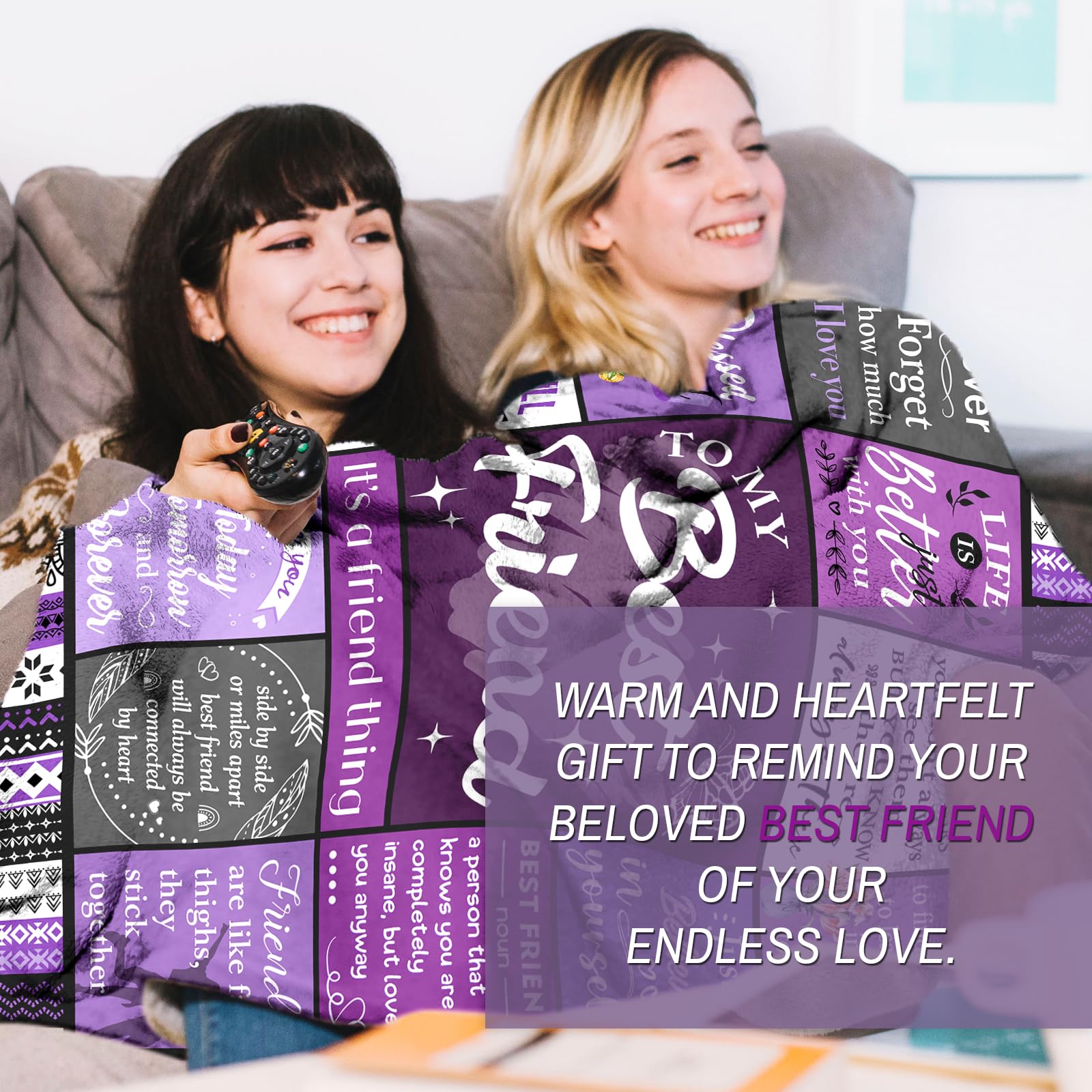 Ueedklaayy Best Friend Blanket Gifts, Best Friend Birthday Gifts for Women - Friendship Gift to My Best Friends, Bestie, BBF, Soul Sister, Long Distance Blanket Present 50x60in