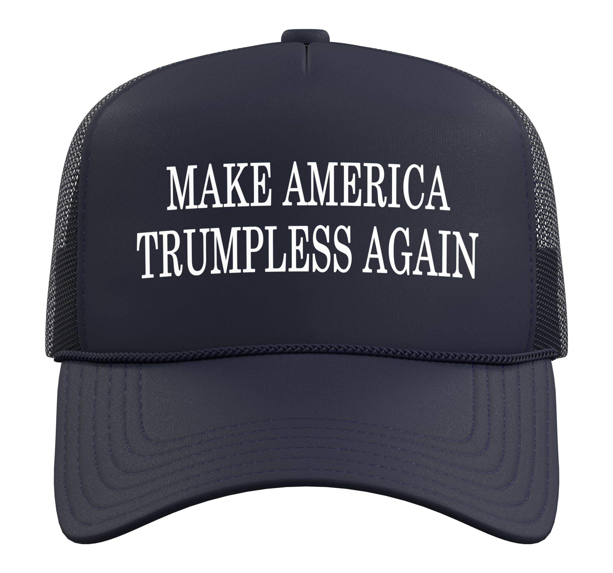 Make America Trumpless Again Trucker Hat with Adjustable Mesh Back, Navy Blue