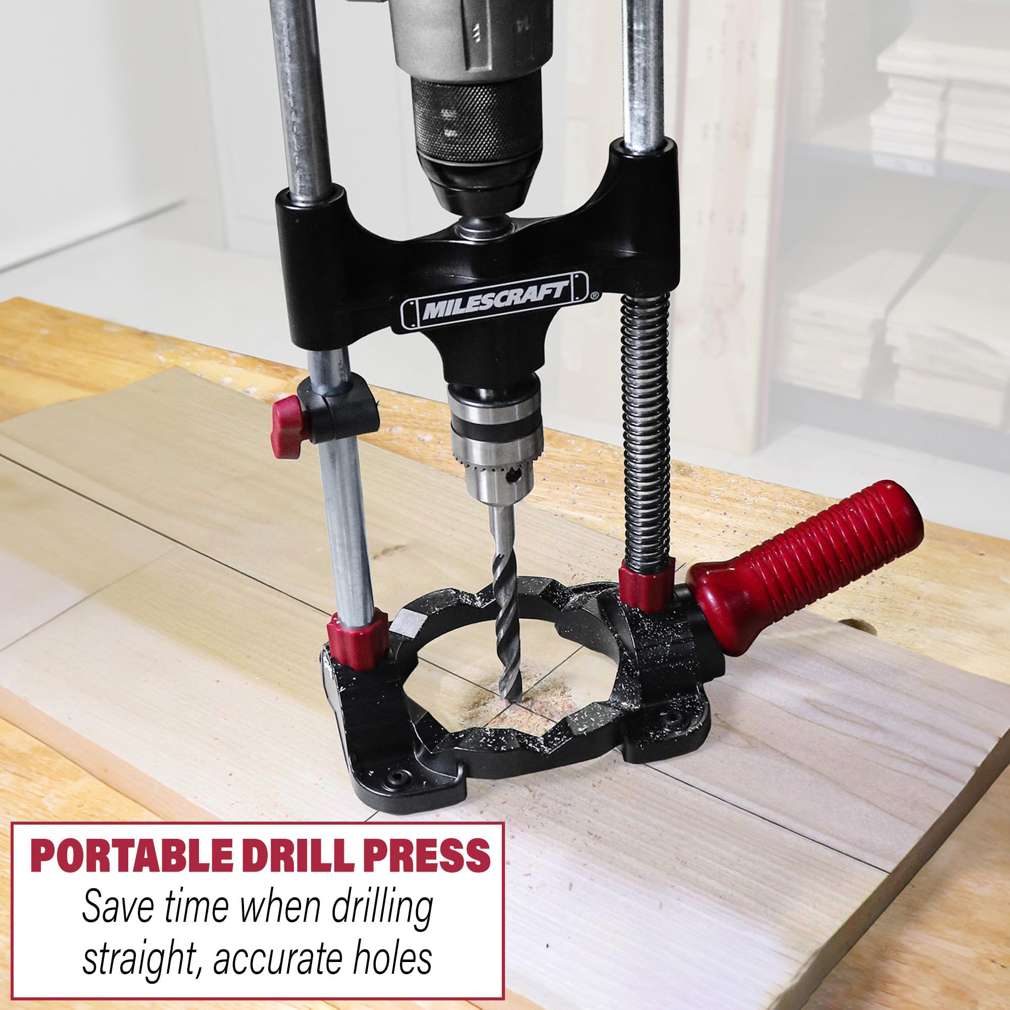 Milescraft 1318 DrillMate Portable Drillling Guide – Precision Drilling Jig Attachment for Drilling Angled or Straight Holes, Adjustable Drill Guide Attachment, Portable Drill Press with 3/8” Chuck