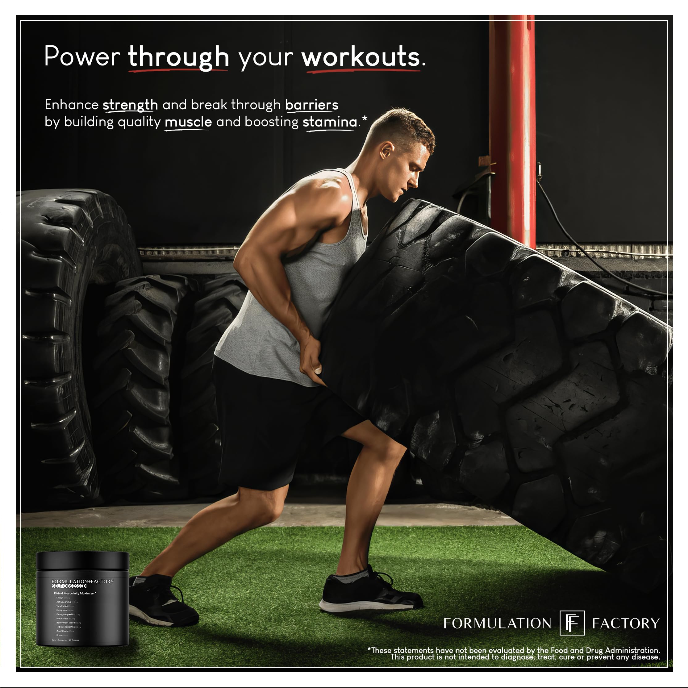 Self Obsessed 10 in 1 Masculinity Maximizer Supplement, Shilajit for Men, Tongkat Ali, Ashwaganda, Fenugreek & More, Muscle Growth, Energy Management, Drive, Strength, Recovery (2 Months)