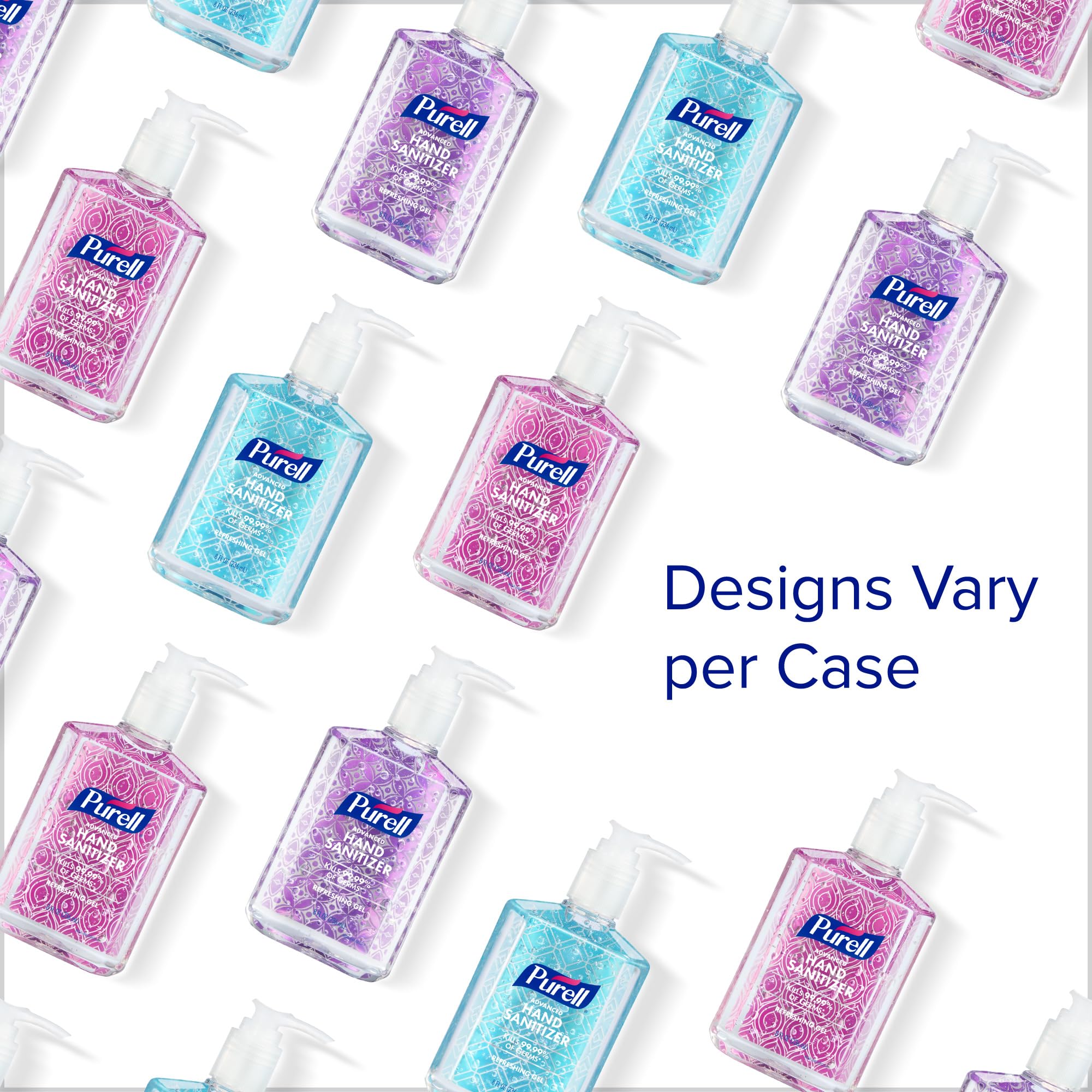 Purell Advanced Hand Sanitizer Refreshing Gel Design Series, Clean Scent,Clear, 8 Fl Oz Pump Bottle (Pack of 4), 9652-06-ECDECO
