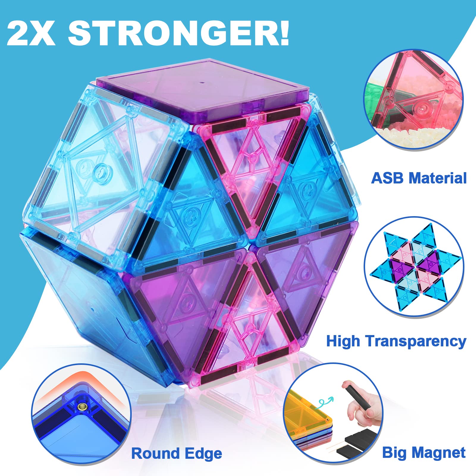 NVHH Magnetic Tiles Kids Toys for 3 4 5 6 7 8+ Year Old Boys Girls Toys Castle Princess Magnetic Building Blocks Educational Toddler Gifts Toy Age 2-4 5 6-8 Year Old Girl Boy Birthday