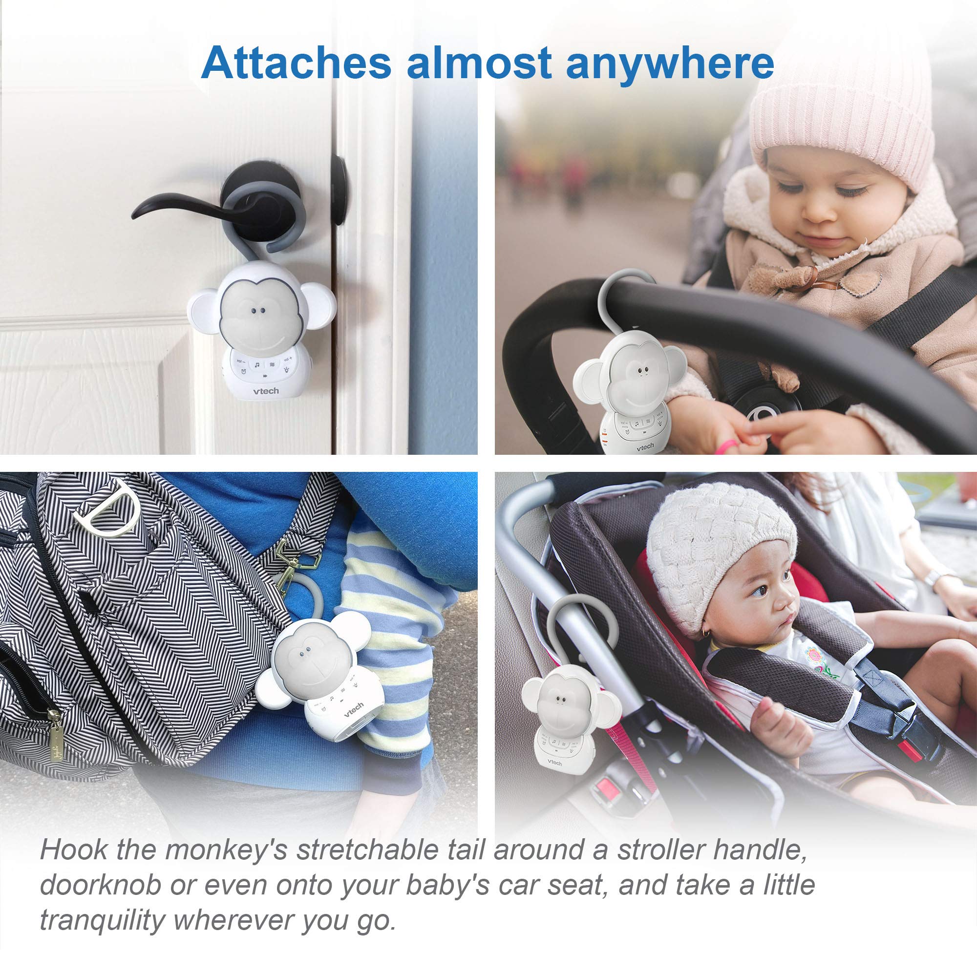 VTech Communications BC8211 Myla The Monkey Baby Sleep Soother with a White Noise Sound Machine Featuring 5 Soft Ambient Sounds, 5 Calming Melodies & Soft-Glow Night Light, 1 Count (Pack of 1)