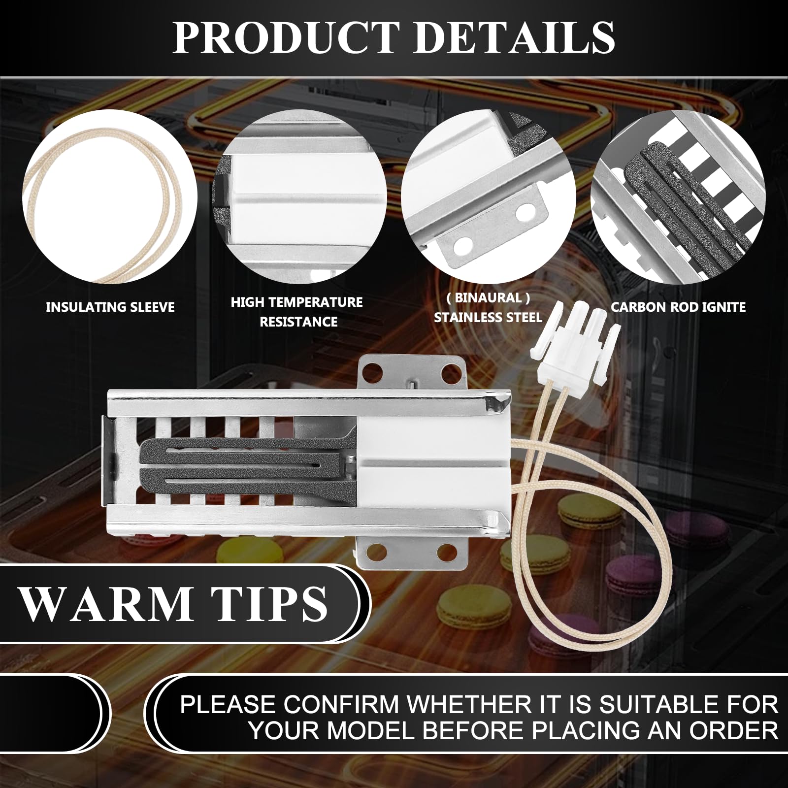 【Upgraded】WB13K21 Gas Range Oven Flat Igniter with Connector Plug, 5303935066 Oven Igniter for GE Hotpoint Kenmore Gas Stove, Replaceable IG9998 Norton-501a AP2020569 PS231280 WB13T10045 by Cenipar