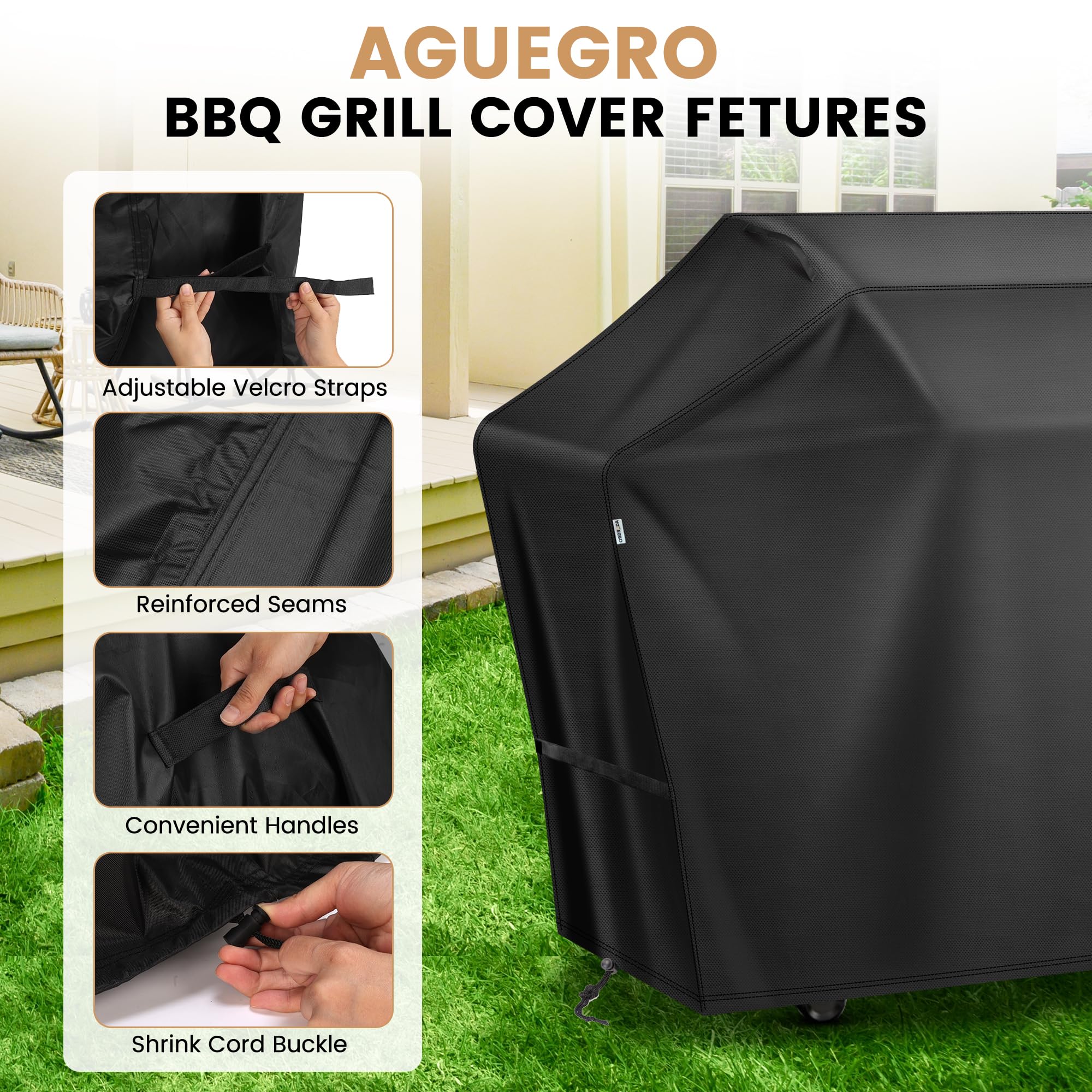 Grill Cover 55 Inch for Outdoor Grill, Waterproof Fade Resistant Anti-UV Weather Resistant Barbeque Grill Cover for Griddle Outdoor, Ideal for Weber Nexgrill Charbroil Gas BBQ, Black