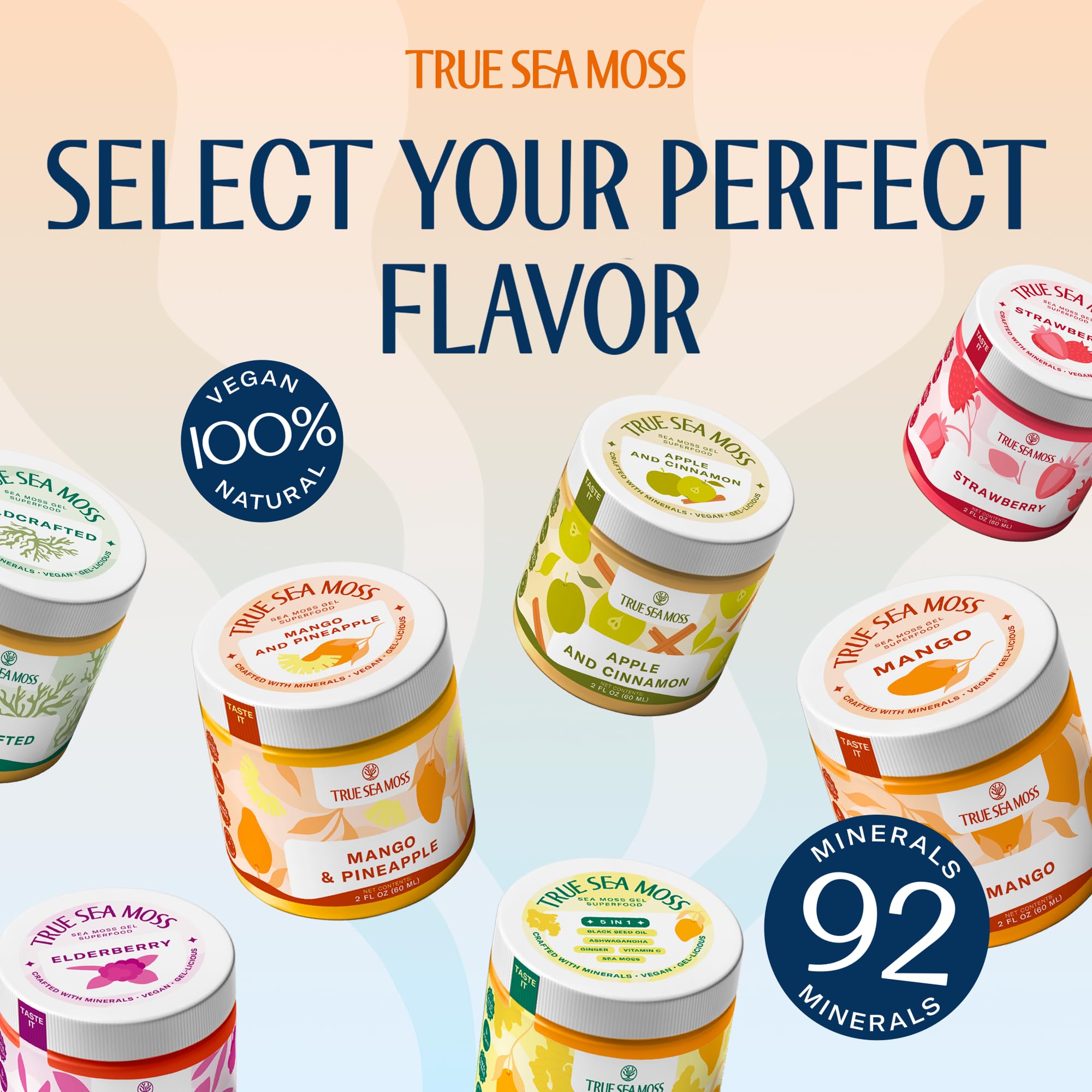 TrueSeaMoss Sea Moss Gel Samples – Made in USA – Wildcrafted Seamoss with Real Fruits & Hawthorn – Original – Pack of 1 (2 Fl Oz)