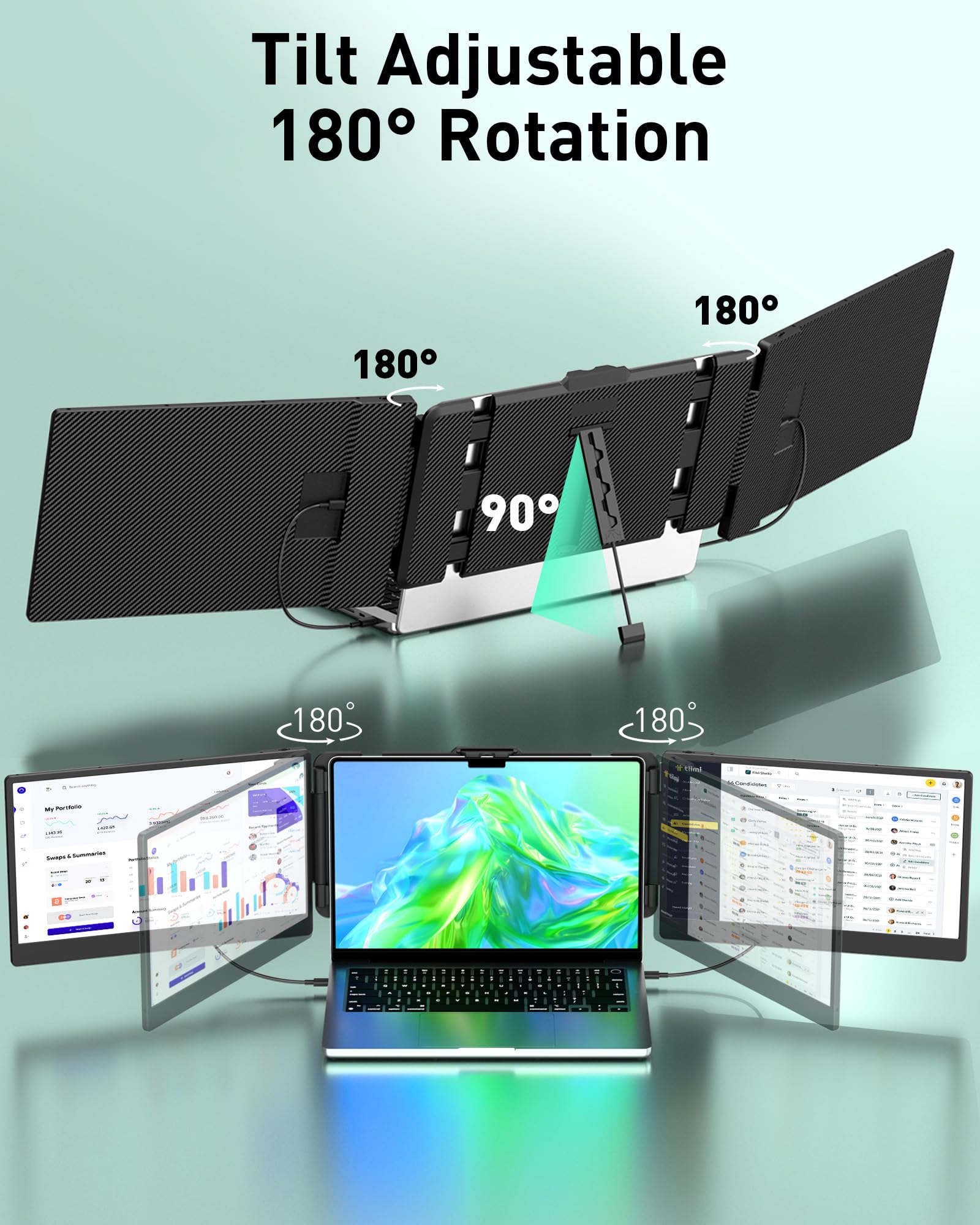 MarsMyth Laptop Screen Extender 14 inch, Full HD Display Laptop Monitor Extender (1920 x 1080), IPS Panel Triple Screen Laptop Monitor Extender, HDMI/USB C Plug and Play Portable Monitor for Laptop