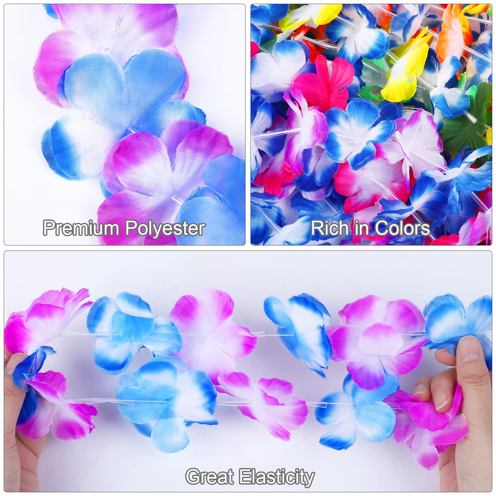 Grehge aiian Leis for Adults Assorted Styles 72 Hawaiian Flower Necklace 36 Leis Headband 72 Wristbands for Luau Party Decorations Hawaiian Party Supplies