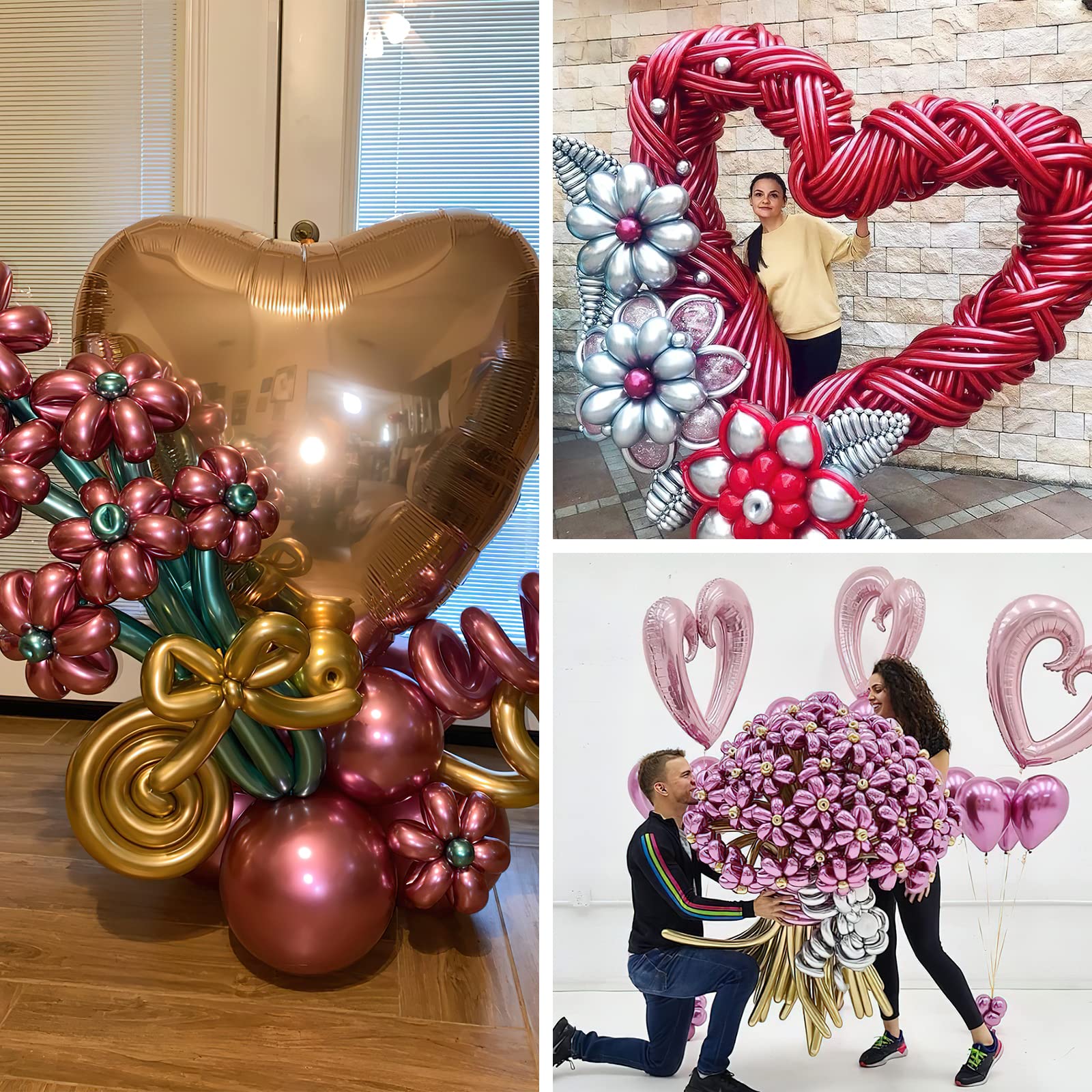 PartyWoo Metallic Twisting Balloons, 50 pcs Long 260Q Modelling in 6 Metallic Colors, Magic Animal Balloons for Children's Party, Carnivals, Jungle Party