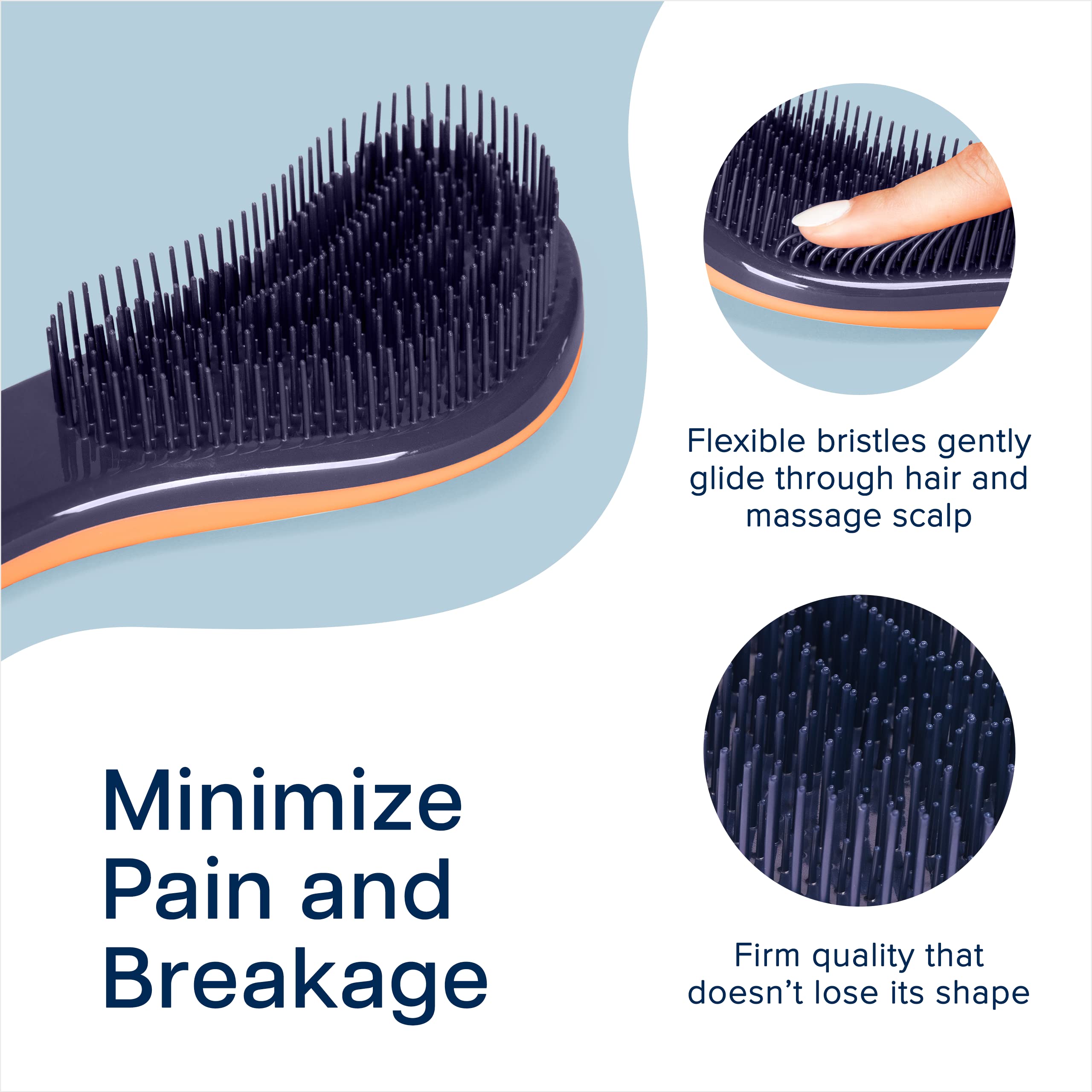 Crave Naturals Glide Thru Detangling Hair Brush for Adults & Kids Hair - Detangler Brush for Natural, Curly, Straight, Dry or Wet Hair Brushes for Women & Men - 1 Pack - Coral