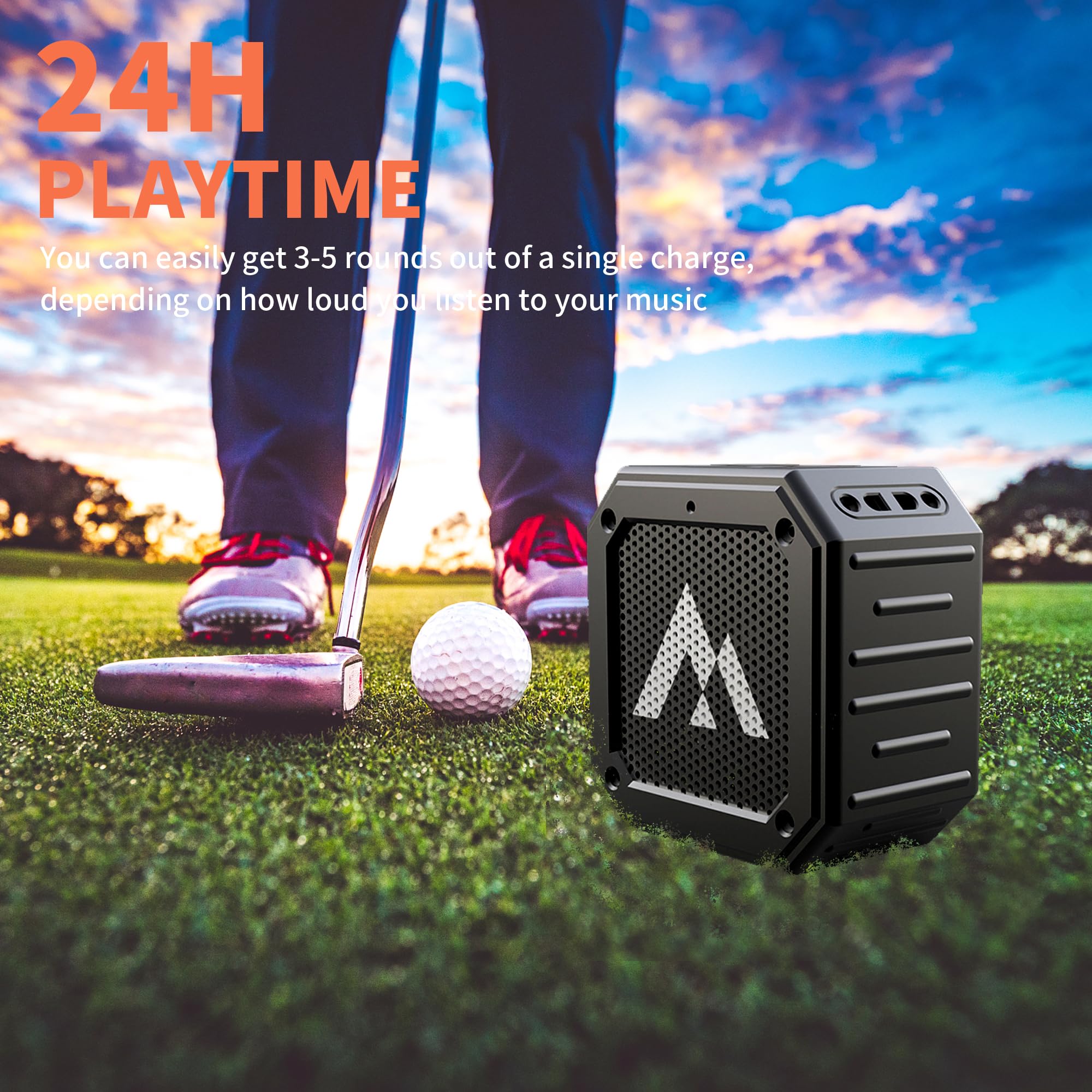 MAGOLFIN Magnetic Golf Speaker with Storage Case, IPX7 Portable Golf Cart Speaker 24H Playtime, 18W Loud Stereo Sound Magnetic Bluetooth Speaker for Golf Cart Accessories, Golf Gifts for Men