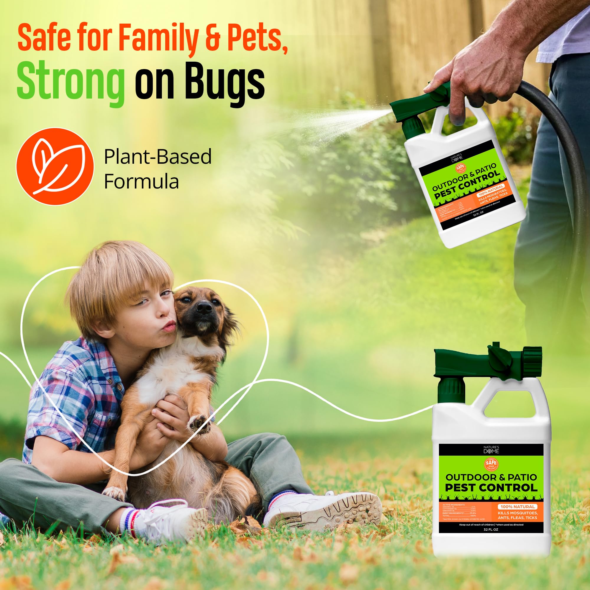 Nature’s Dome Outdoor Bug Spray – Flea, Tick & Mosquito Yard Treatment – Plant-Based Insect Killer & Repellent with Essential Oils – Safe for Pets, Kids & Plants – 32 oz Ready-to-Use