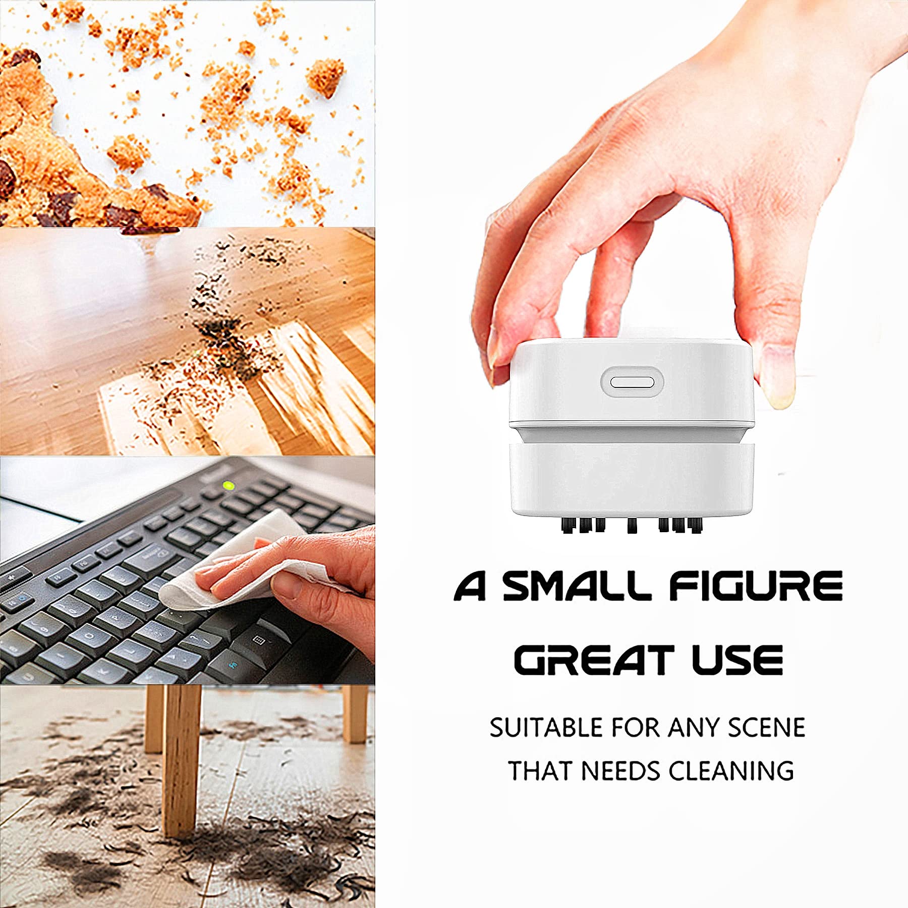 TRZLIFE Desk Vacuum Cleaner, Rechargeable and Durable Mini Table Vacuum Cleaner Must-Have Office Desk Accessory Sucks up Tiny Items and Crumbs from Desktop Drawer Countertop Ideal as a Holiday Gift