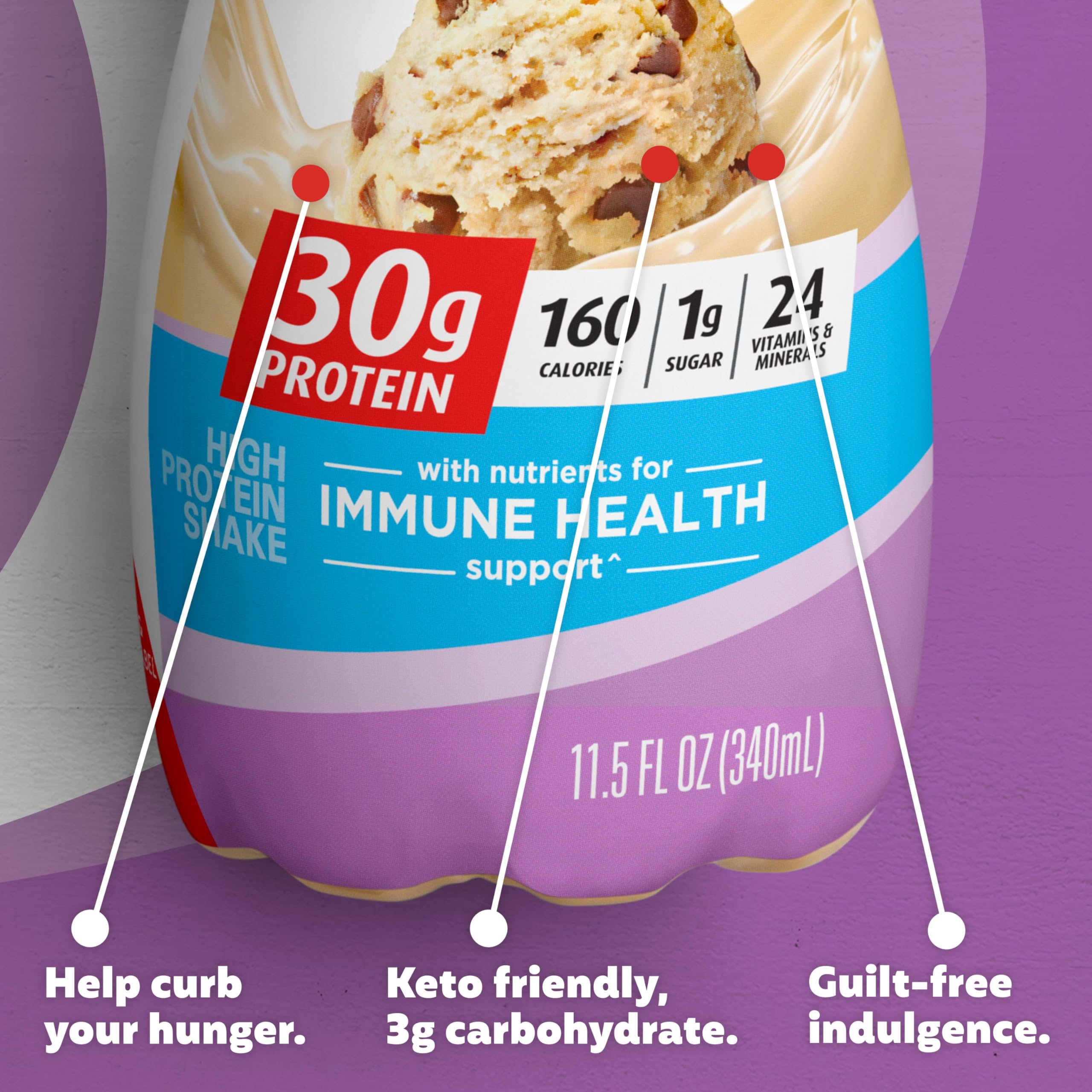 Premier Protein Shake, Cookie Dough, 11.5 Fl Oz (12 Pack), 30g Protein, 1g Sugar, 3g Carbs