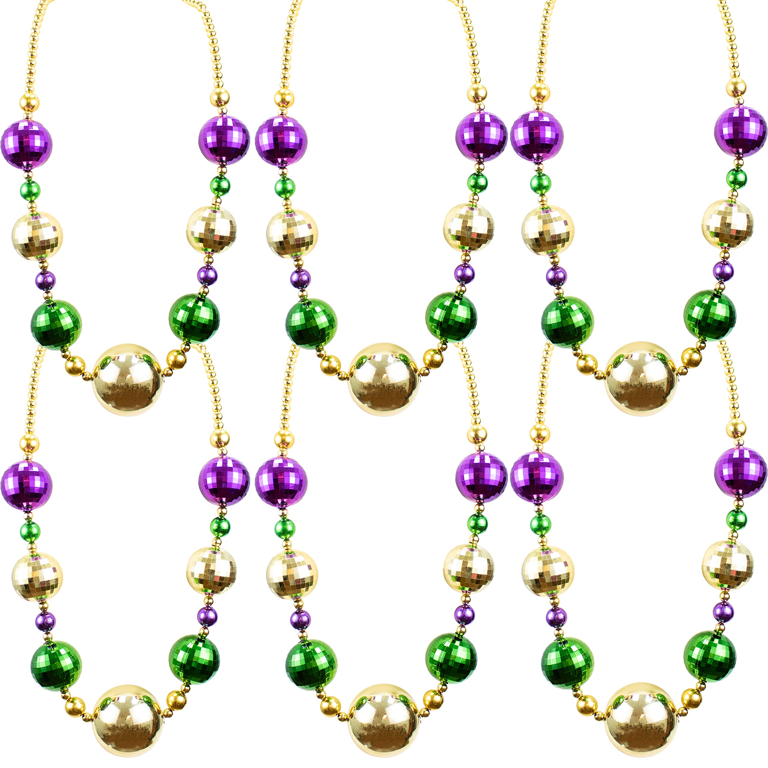 GiftExpress 6PC 44 Inch Jumbo Bead Necklace for Party Favors, Mardi Gras Festival, Parades