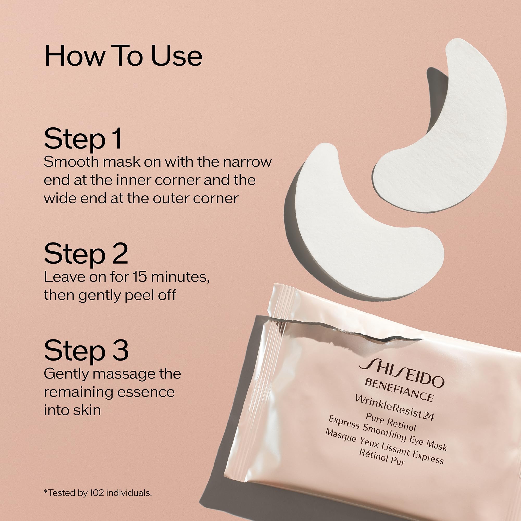 Shiseido Benefiance WrinkleResist24 - Pure Retinol Express Smoothing Eye Mask - 12 Sets of Two Eye Masks - Reduces Appearance of Wrinkles in 15 Minutes