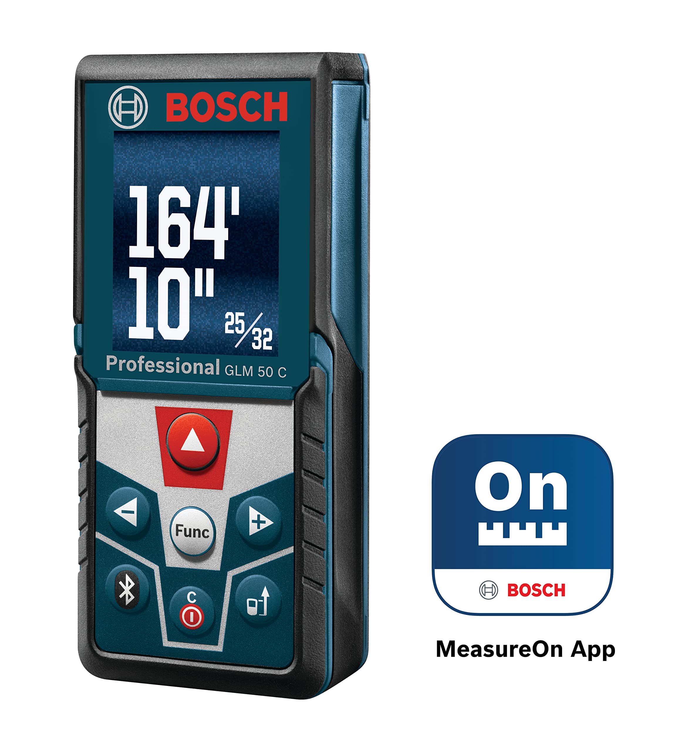 BOSCH GLM 50 C 165 Ft Laser Distance Measure, Includes 2 AAA Batteries, Hand Strap, Target Cards, & Pouch