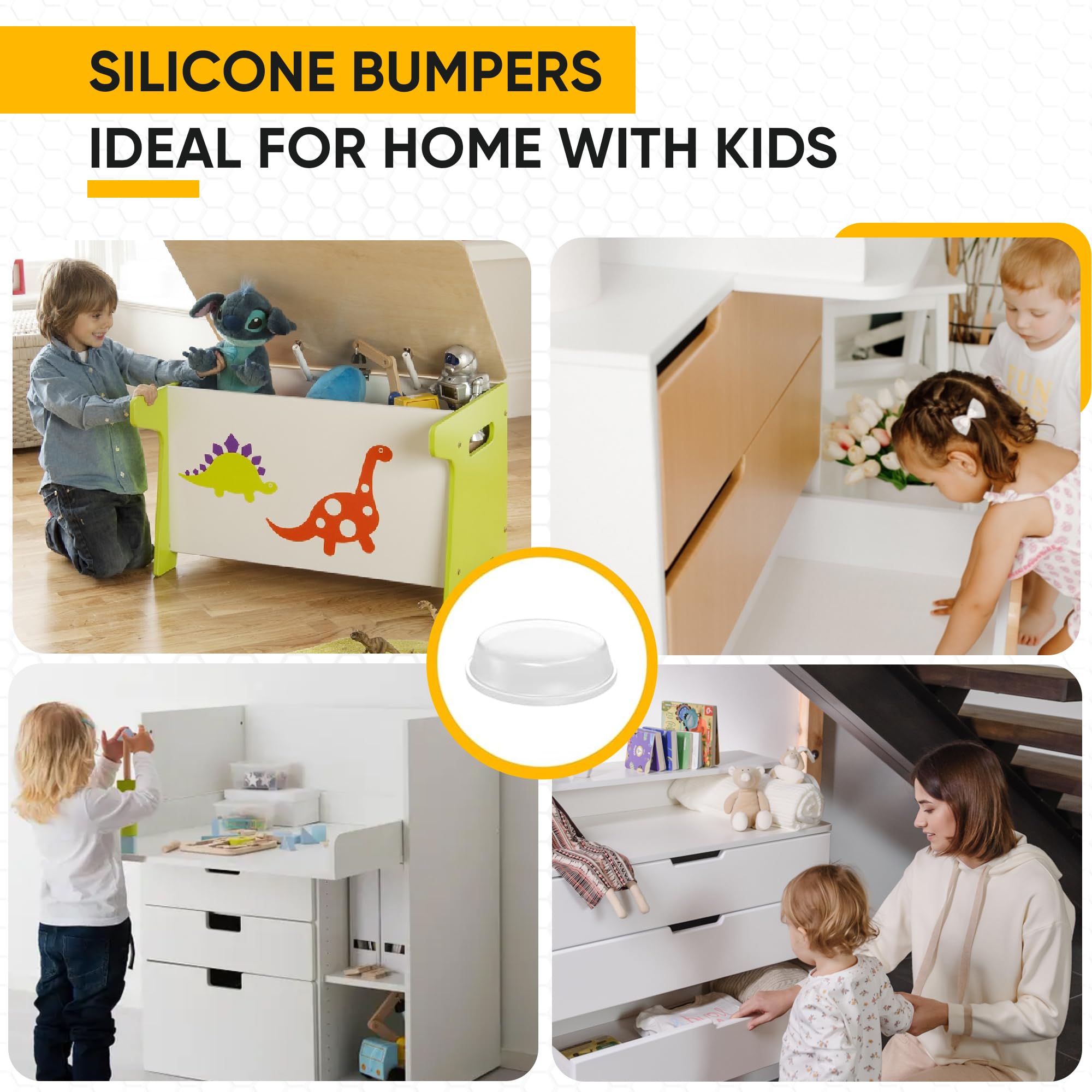 128 Clear Cabinet Door Bumpers - 1/2 Inch Self Adhesive Rubber Stoppers for Drawers, Damp Pads Cupboards, Cutting Boards, Glass Tops, Picture Frames - Vellax