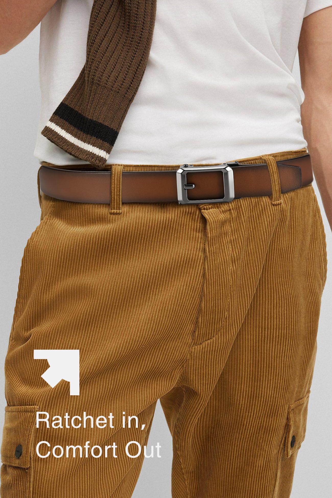 CHAOREN Ratchet Belts for Men - 1.5" Mens Belts Leather for Causual Jeans - Versatile Fit, Customizable Style