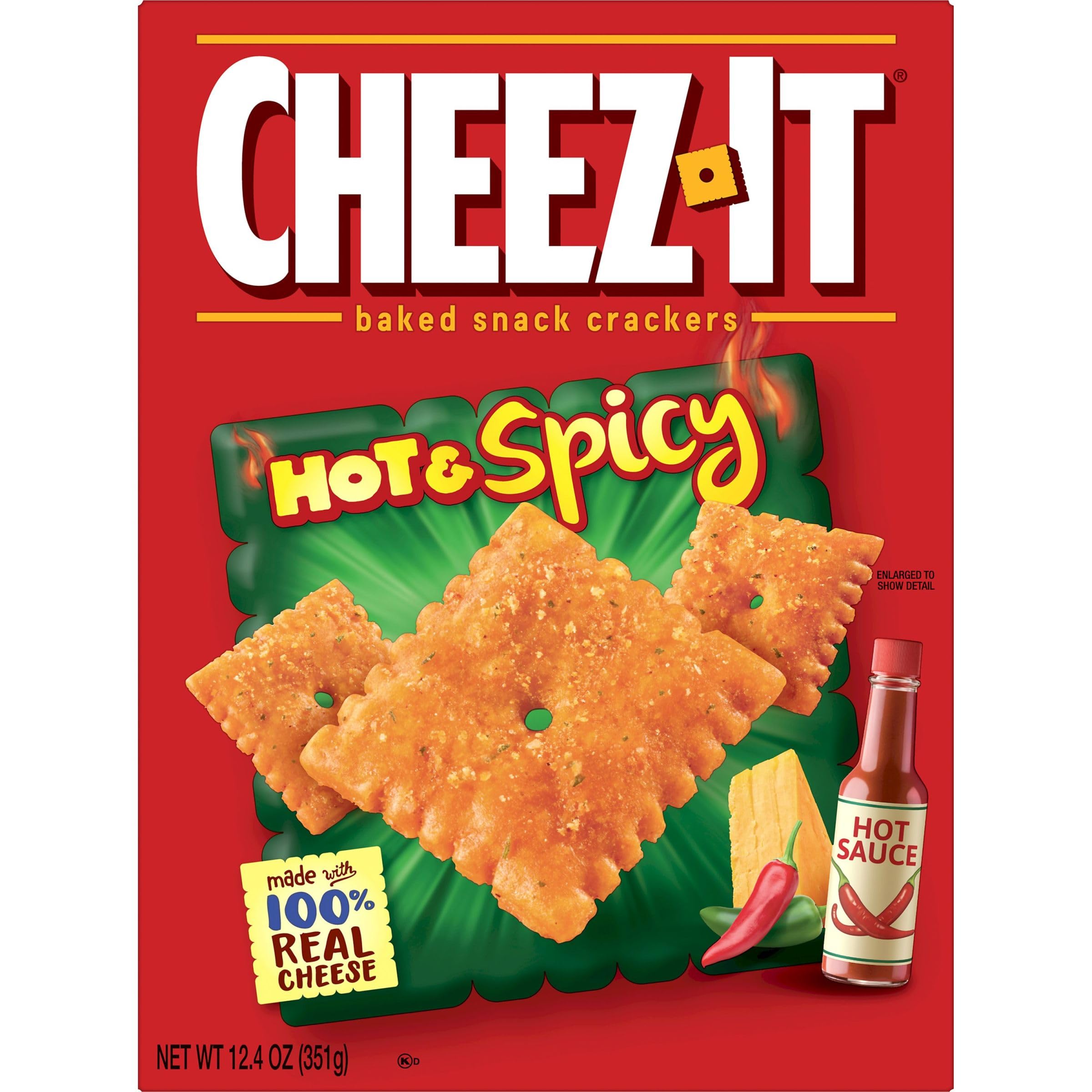 Cheez-It Cheese Crackers, Baked Snack Crackers, Lunch Snacks, Hot and Spicy, 12.4oz Box (1 Box)