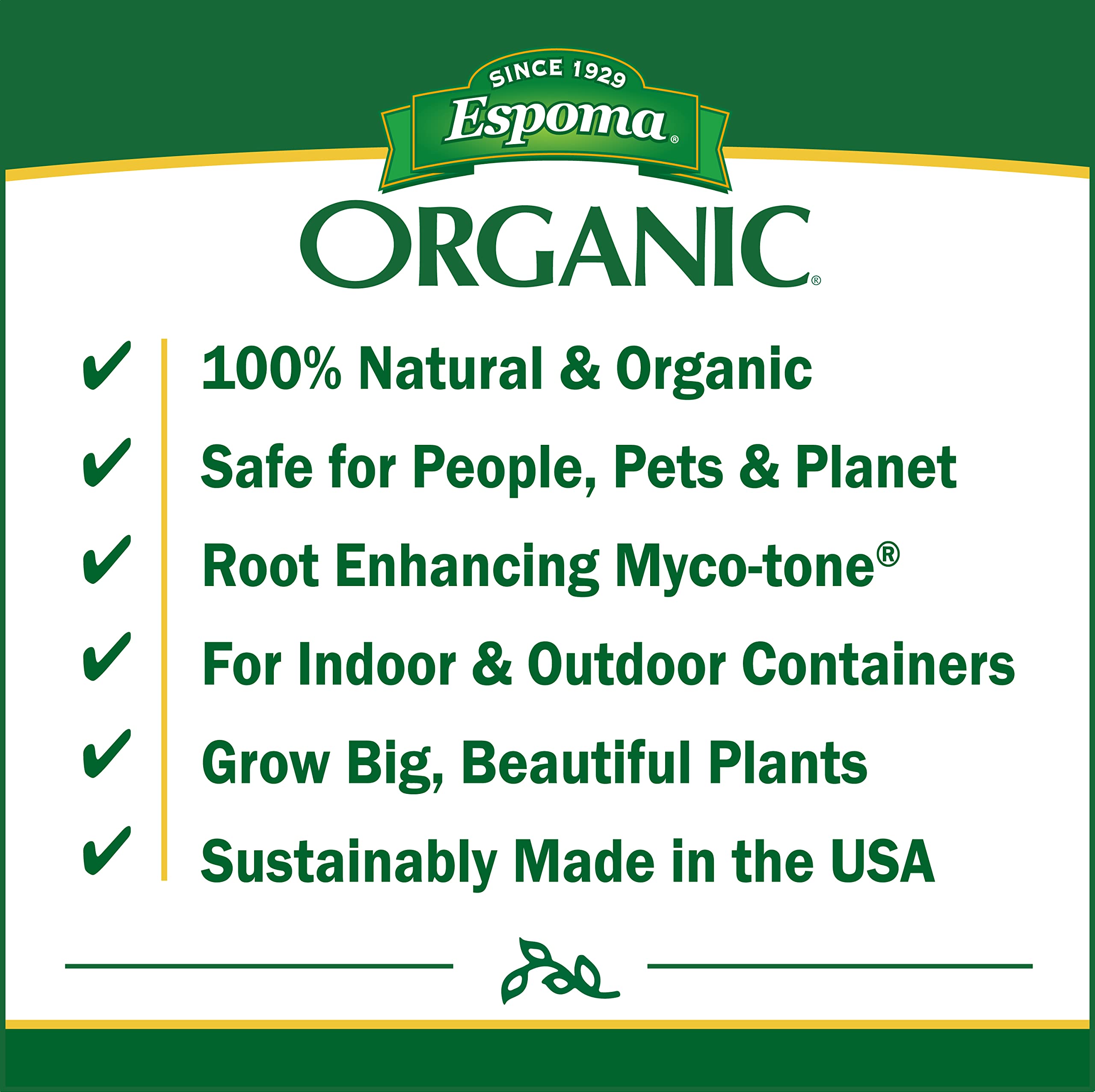 Espoma Organic Potting Soil Mix - All Natural Potting Mix For All Indoor & Outdoor Containers Including Herbs & Vegetables. For Organic Gardening, 2 Cubic Foot bag. Pack of1